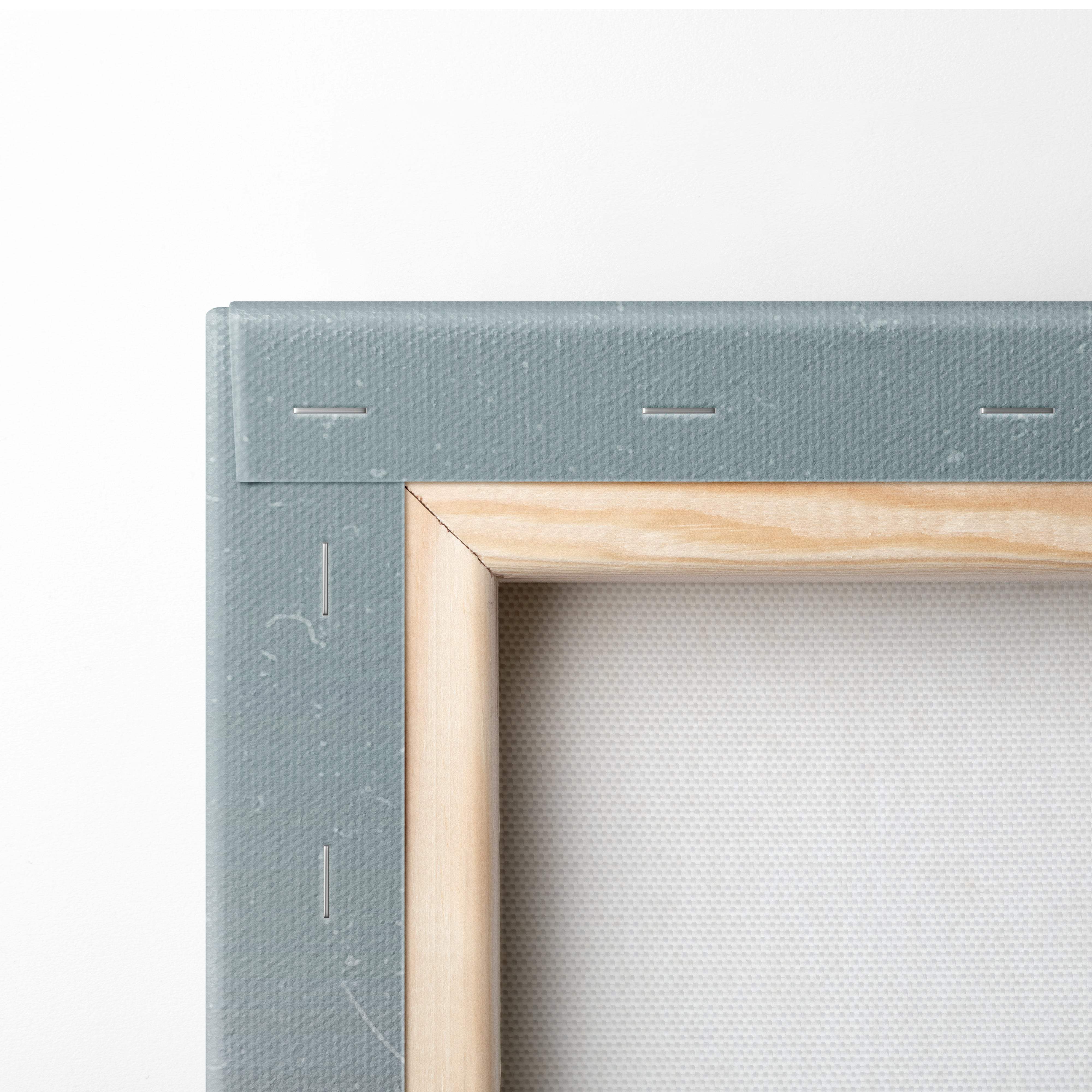Minimalist canvas wall art with light wood frame and textured sage green edge for modern boho bedroom decor