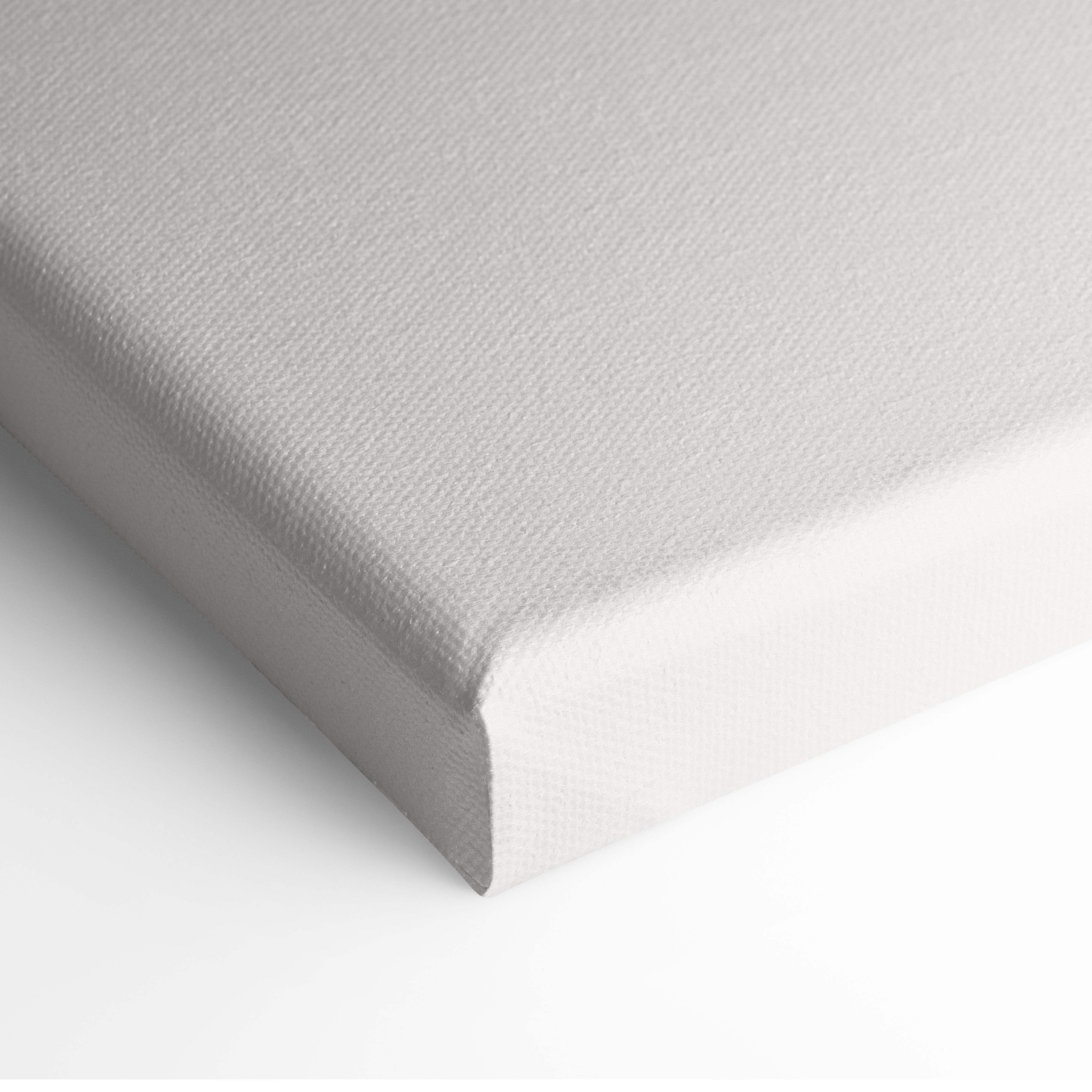 Gray canvas print with textured surface and white edges boho minimalist face art in neutral taupe for modern decor