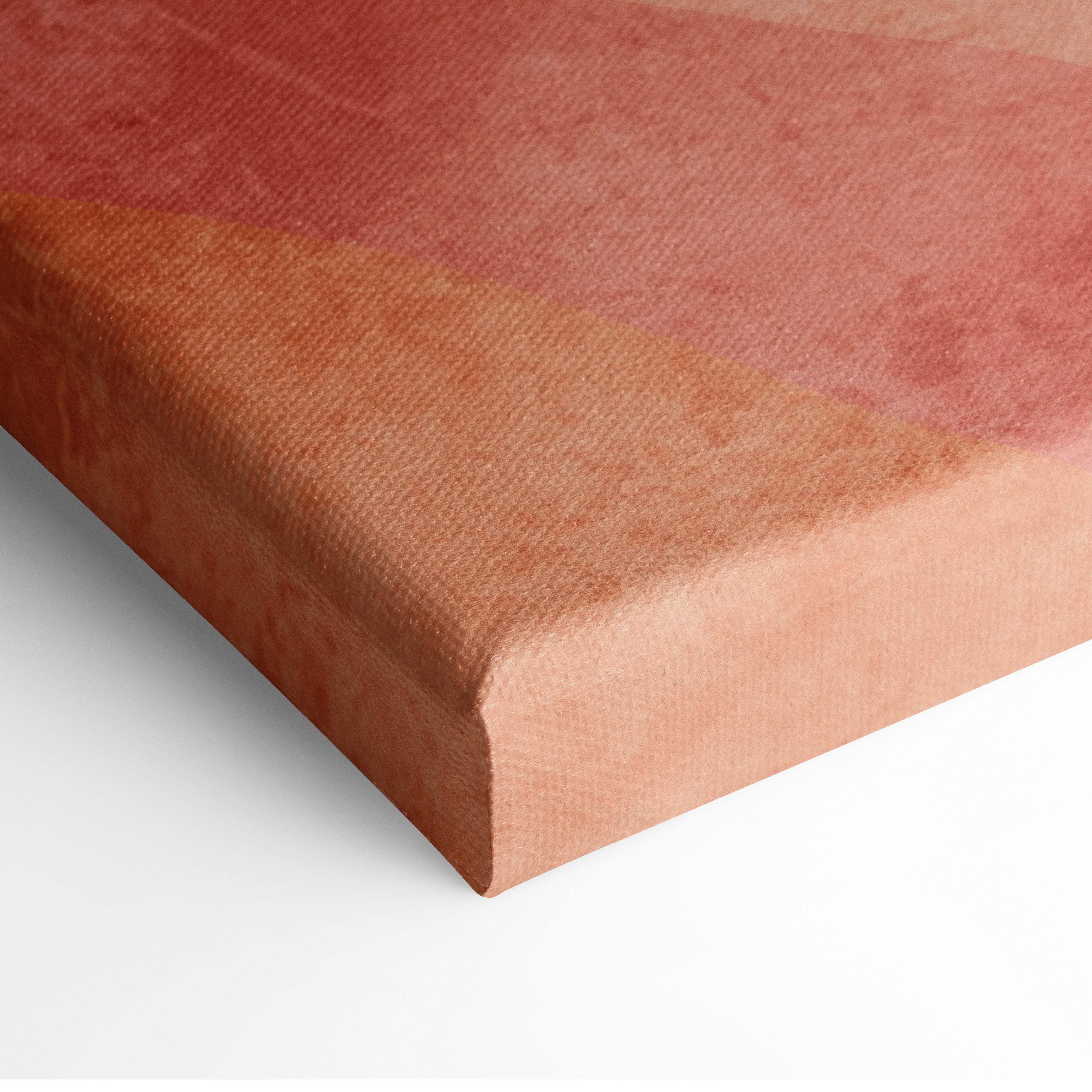 A textured canvas print featuring warm terracotta and rust hues in a boho earth tone desert landscape design