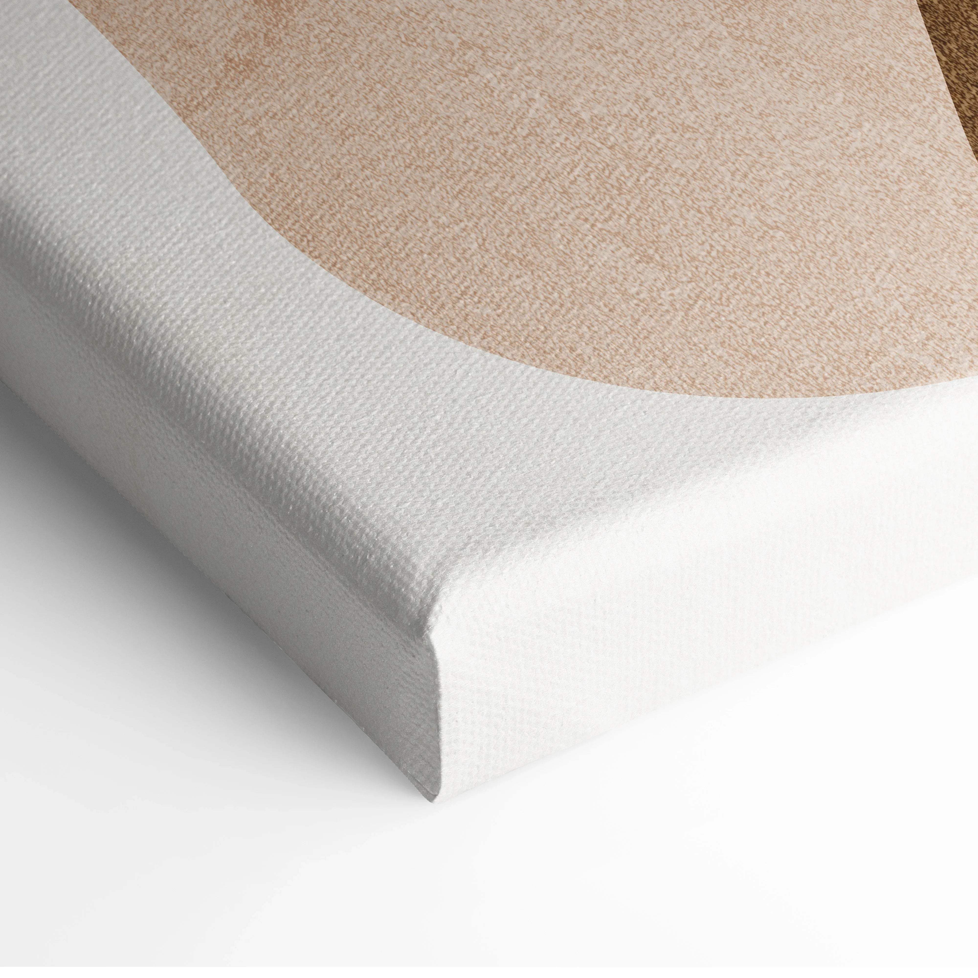Minimalist beige curved shape on textured white canvas wall art