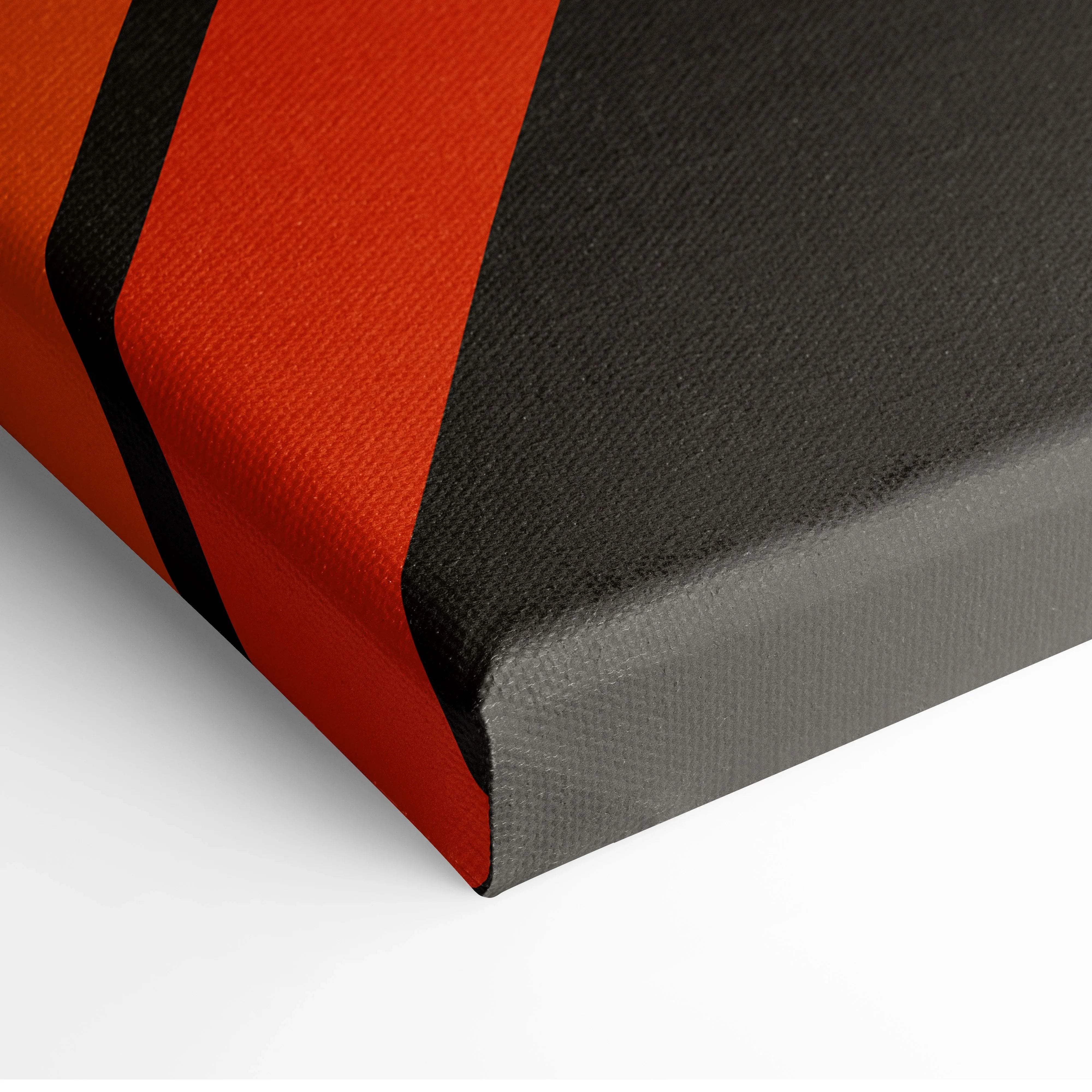 Bold orange black diagonal stripes canvas print textured surface