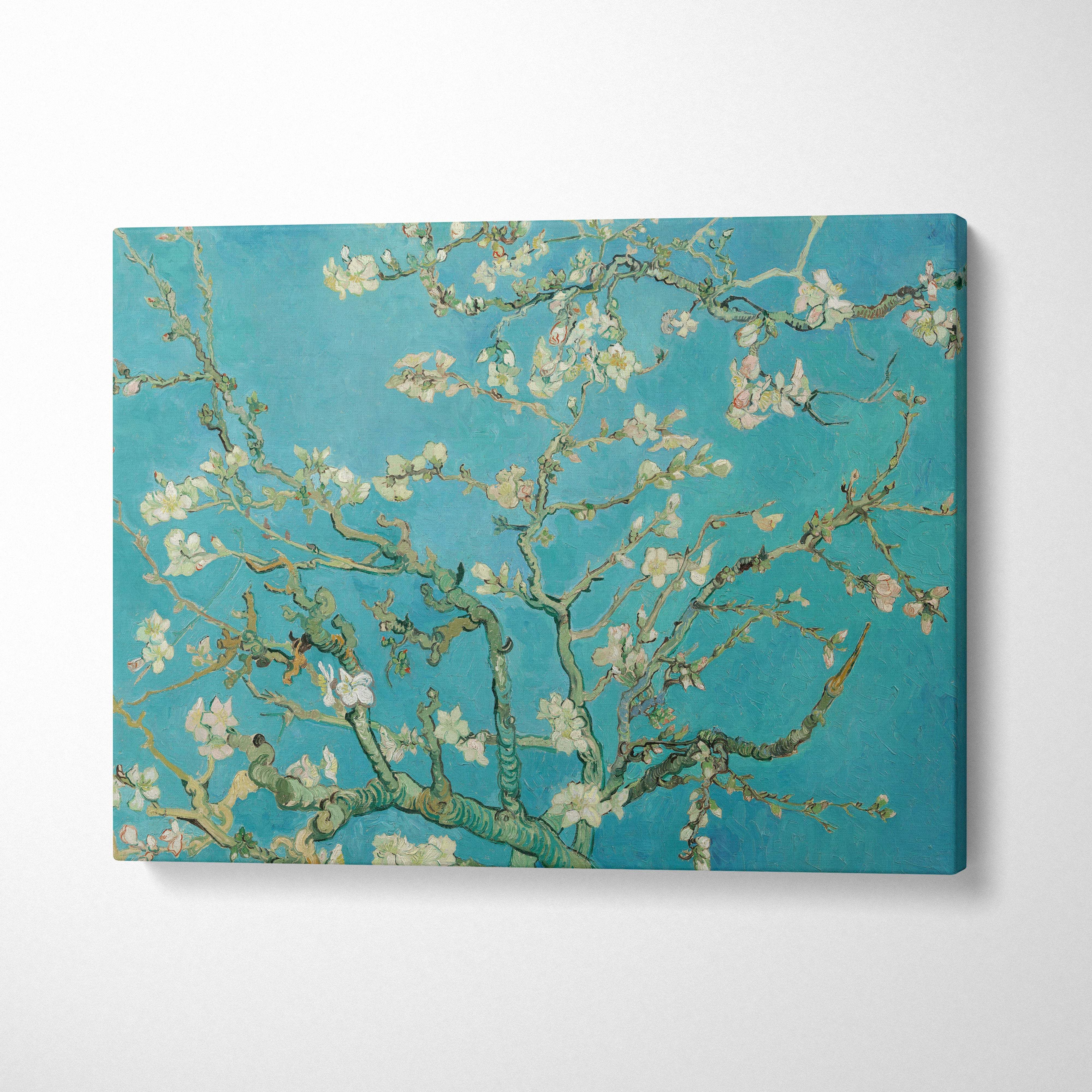 Almond Blossom by Vincent van Gogh canvas print turquoise background