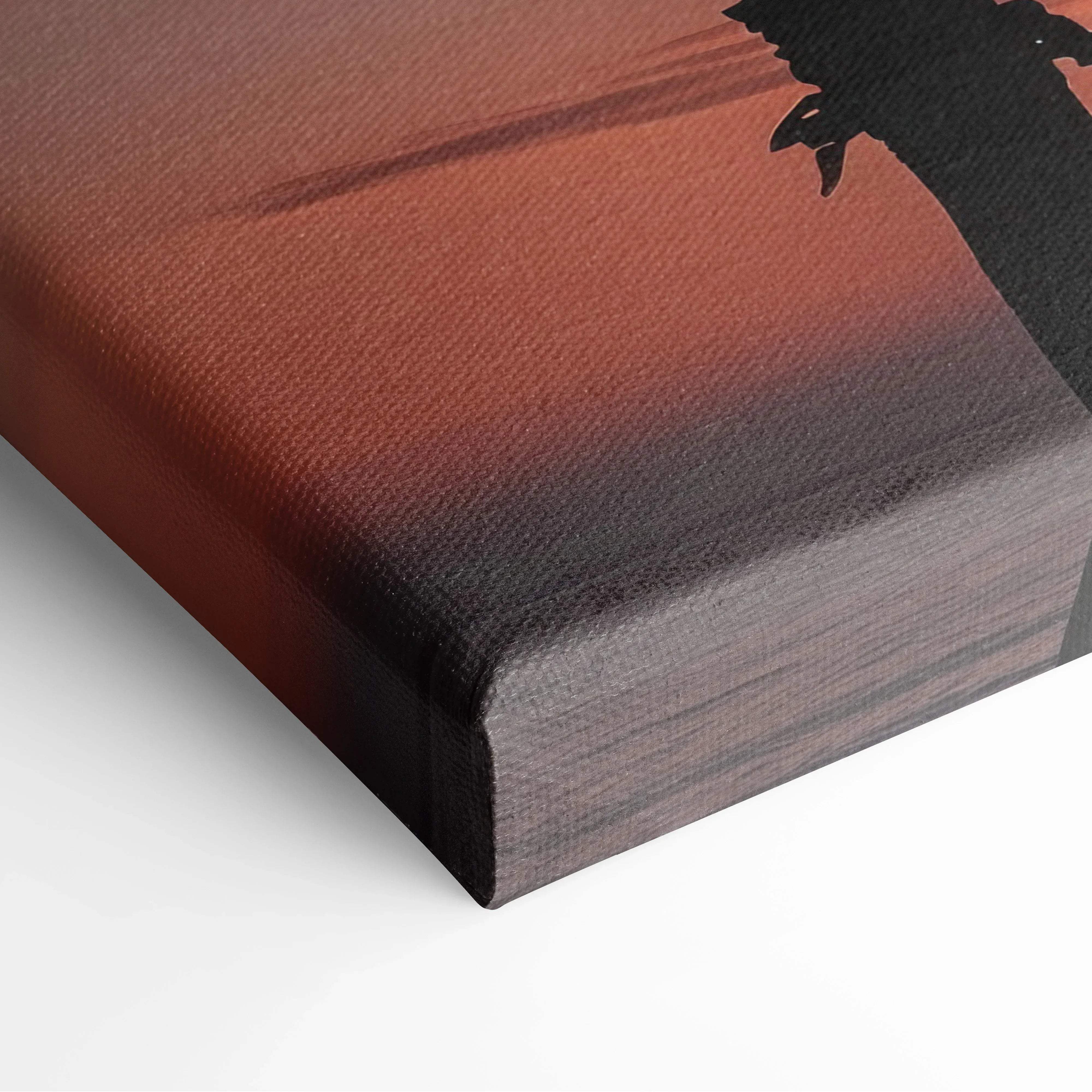 Canvas print of palm tree silhouette at California coast sunset