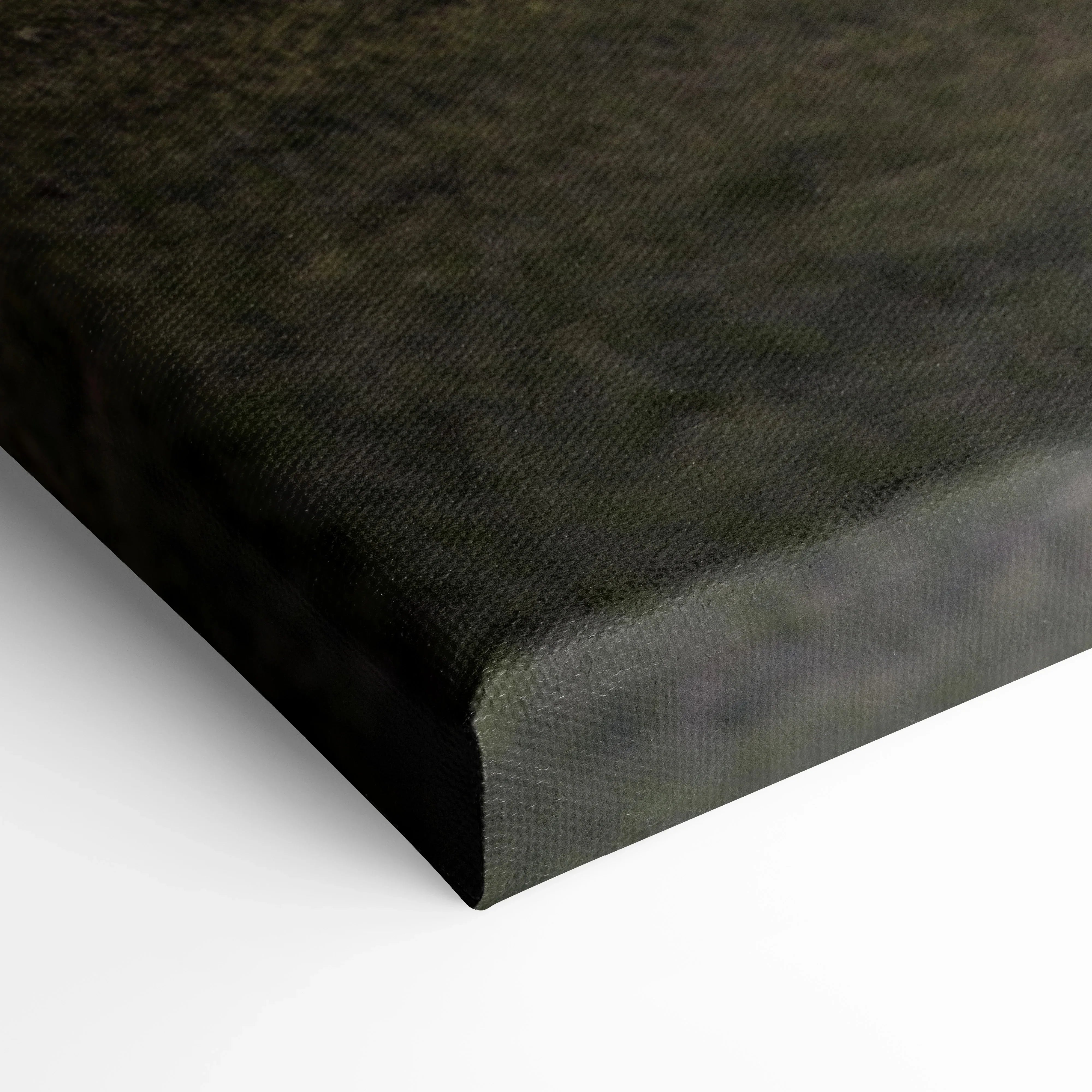 Close-up of black textured canvas corner for high-resolution vertical wall art print.