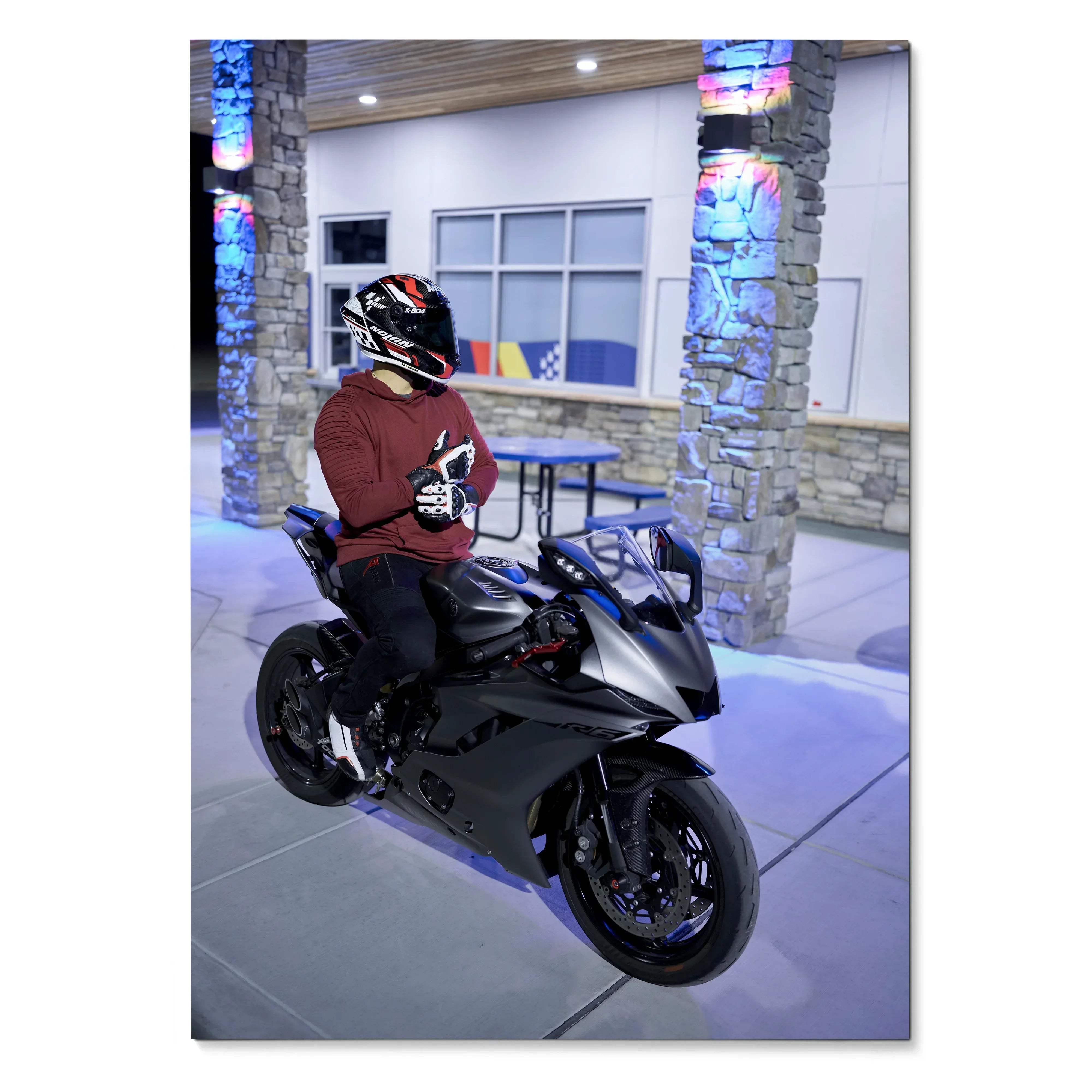 Biker Poster #056 - Male | Nolan X-804 Helmet | Yamaha R6 Motorcycle - Throttle Designs