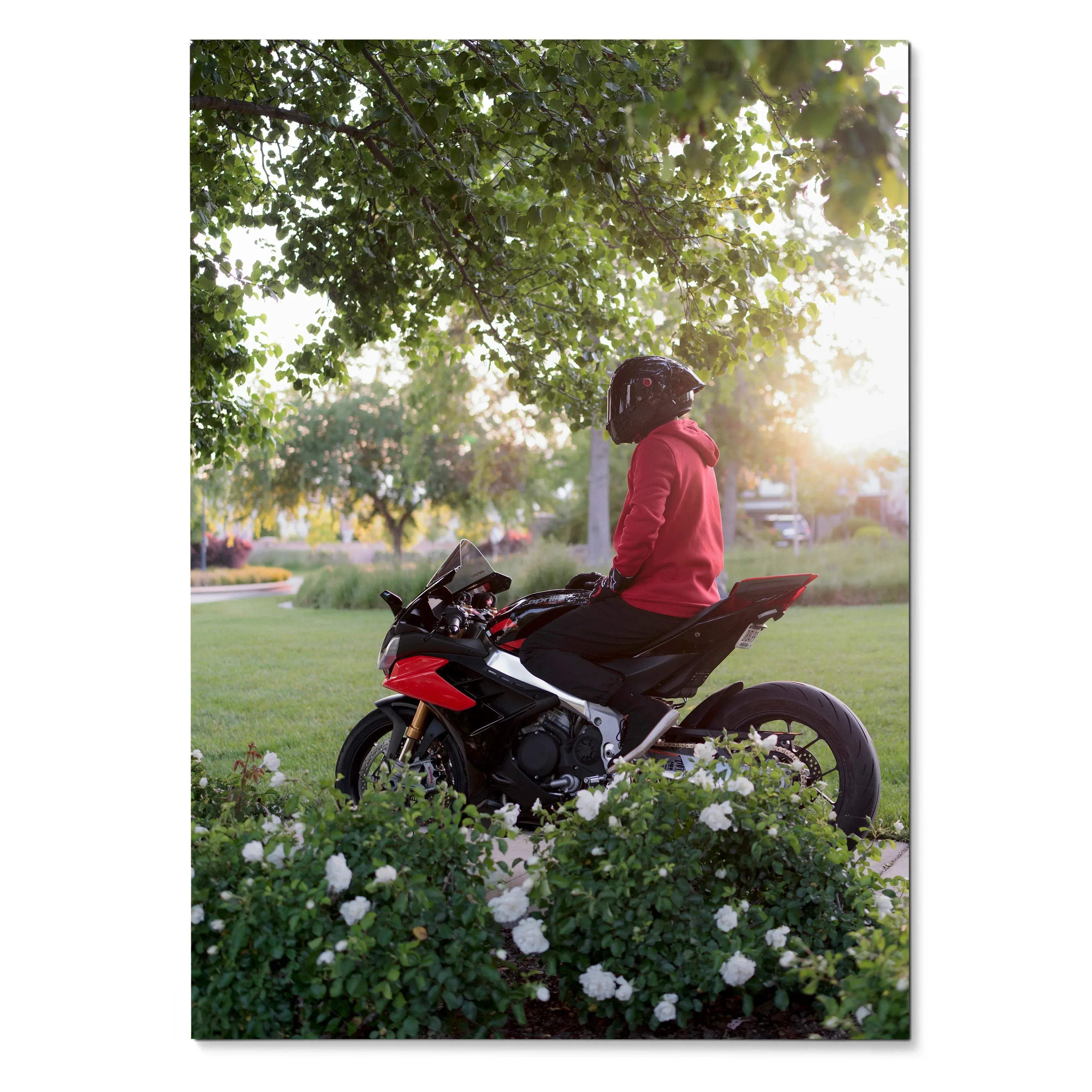 Biker Poster #085 - Male | Shark Aeron GP Helmet | Aprilia RSV4 Motorcycle - Throttle Designs