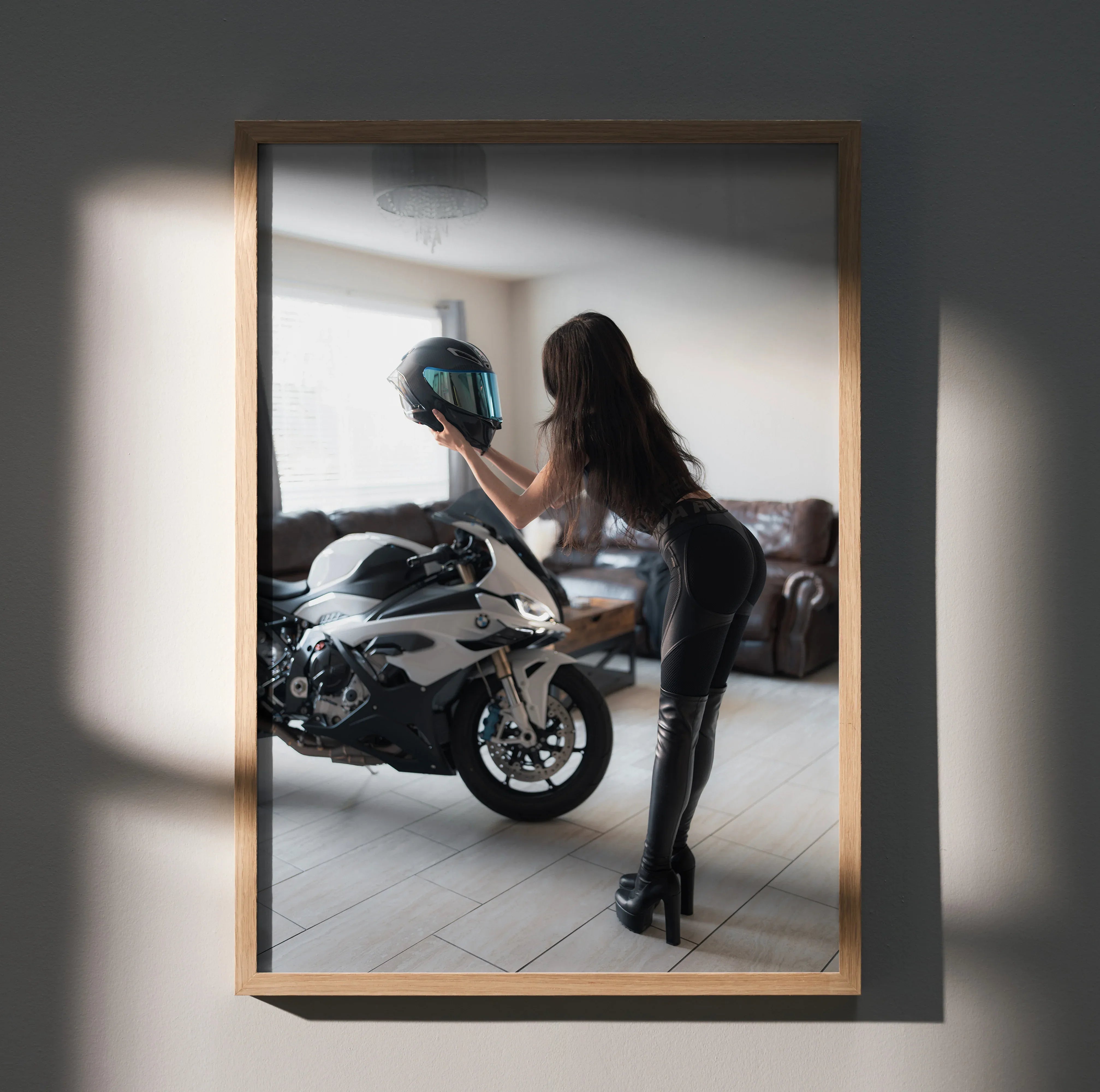 Biker Poster #080 - Female | AGV Pista Helmet | BMW S1000RR Motorcycle - Throttle Designs