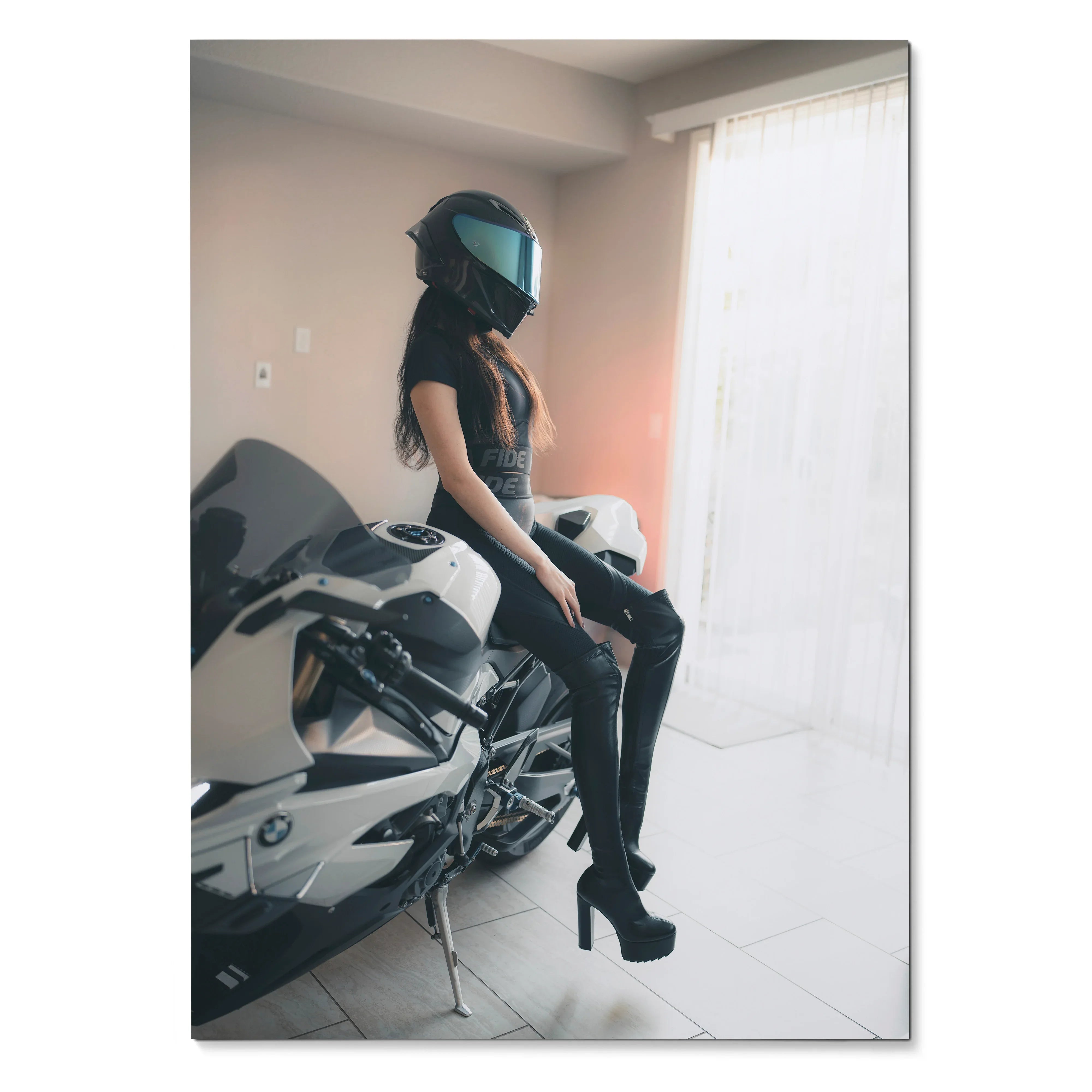 Biker Poster #099 - Female | AGV Pista Helmet | BMW S1000RR Motorcycle - Throttle Designs