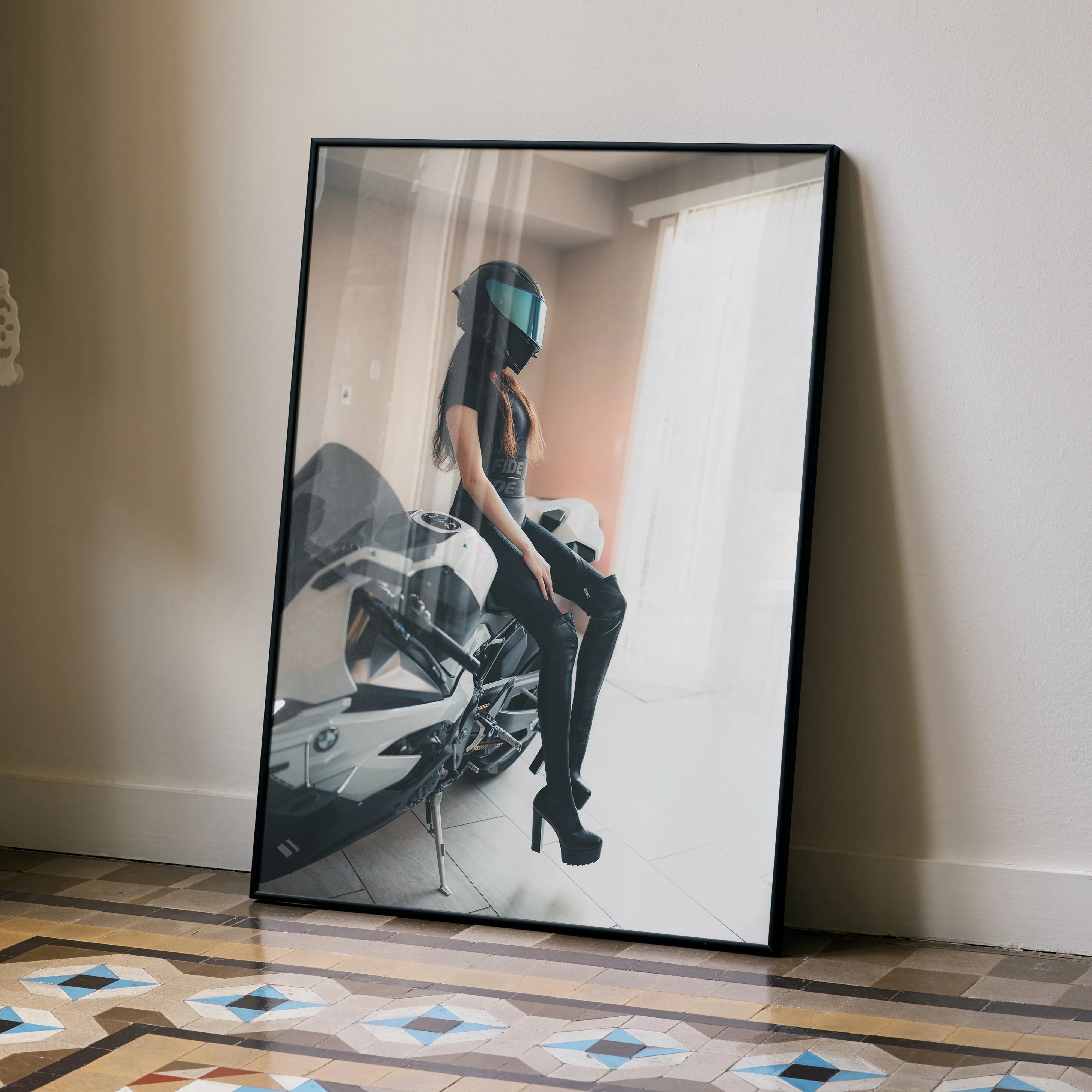 Biker Poster #099 - Female | AGV Pista Helmet | BMW S1000RR Motorcycle - Throttle Designs