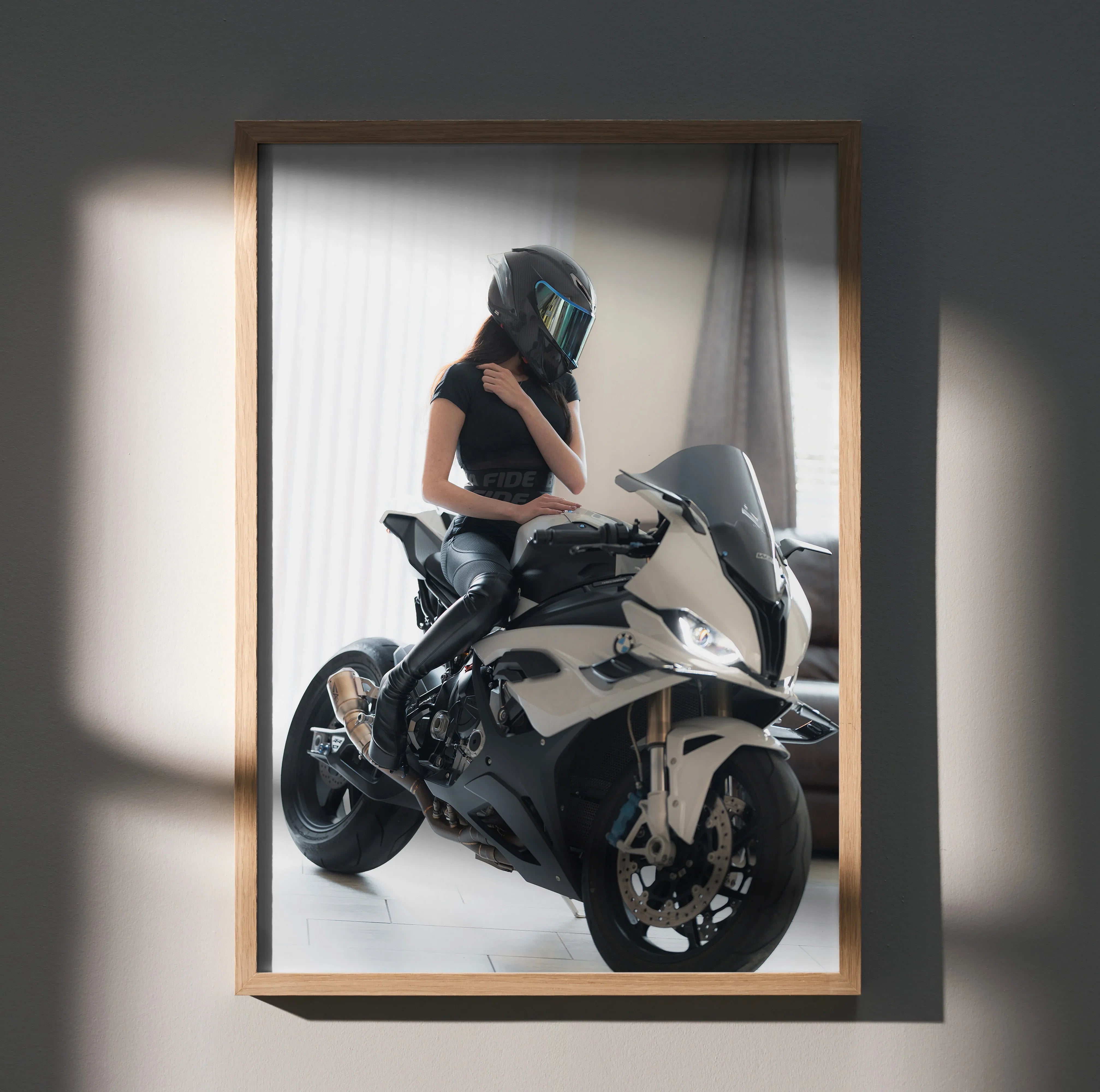 Biker Poster #100 - Female | AGV Pista Helmet | BMW S1000RR Motorcycle - Throttle Designs