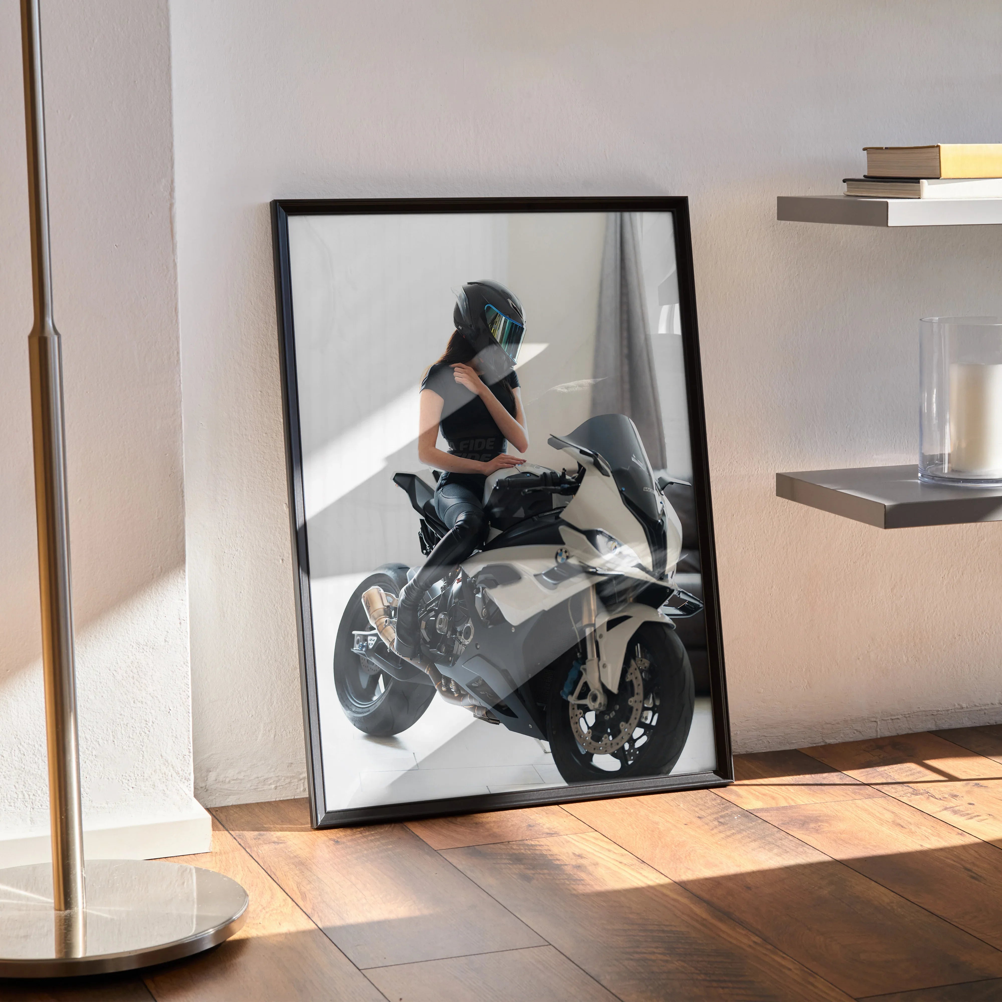 Biker Poster #100 - Female | AGV Pista Helmet | BMW S1000RR Motorcycle - Throttle Designs
