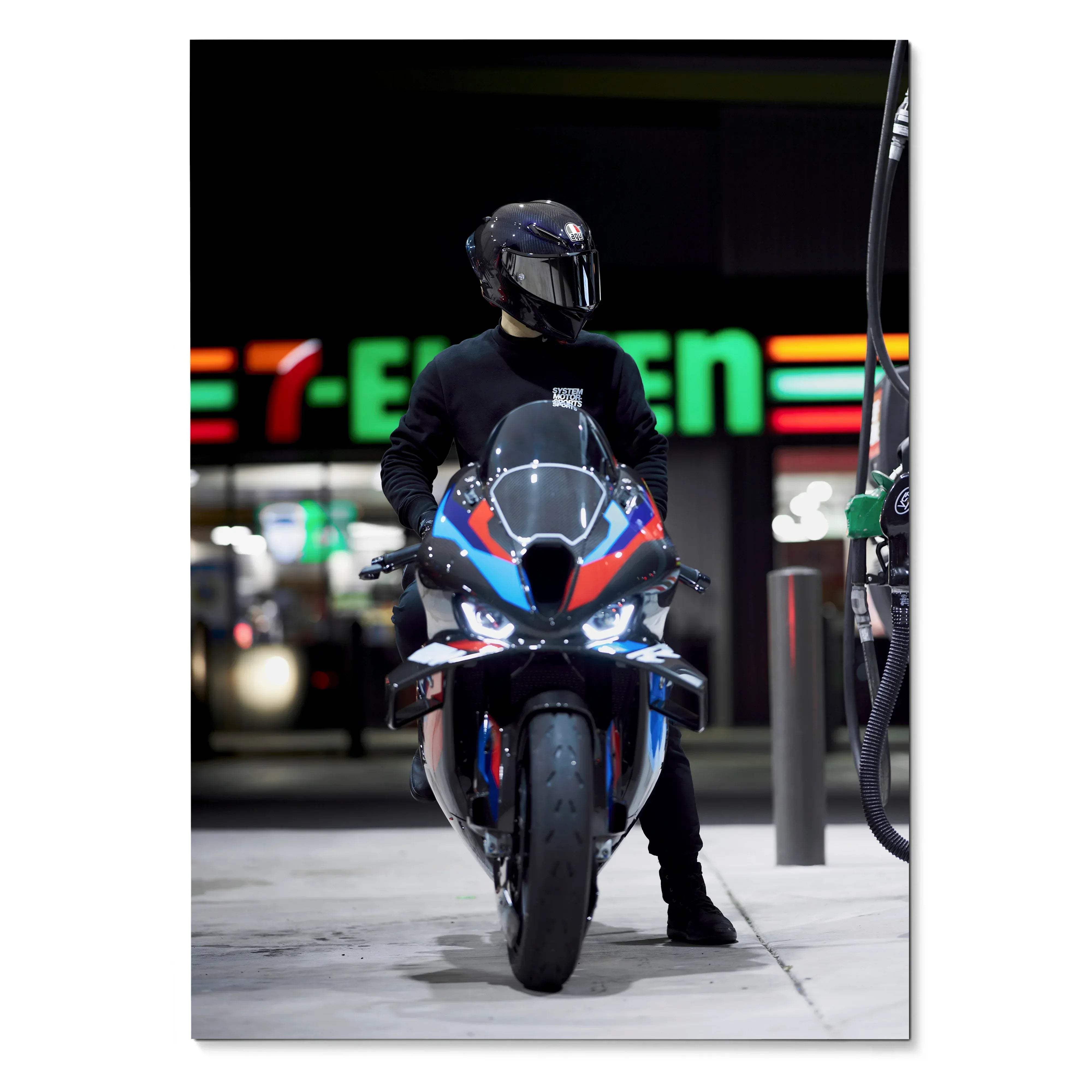 Biker Poster #037 - Male | AGV Pista Helmet | BMW M1000RR Motorcycle - Throttle Designs