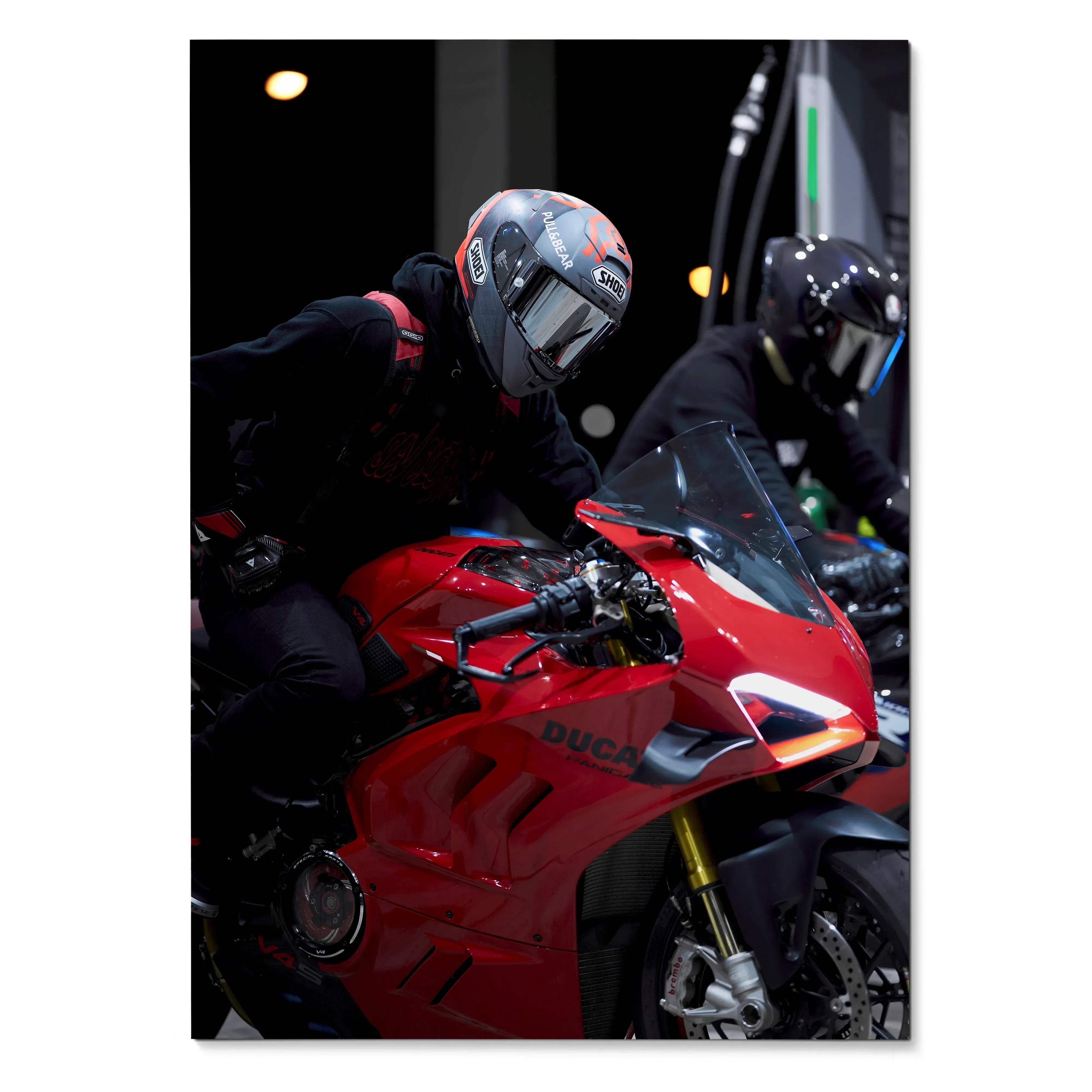 Biker Poster #044 - Male | Shoei X-14 Helmet | Ducati V4S Motorcycle - Throttle Designs