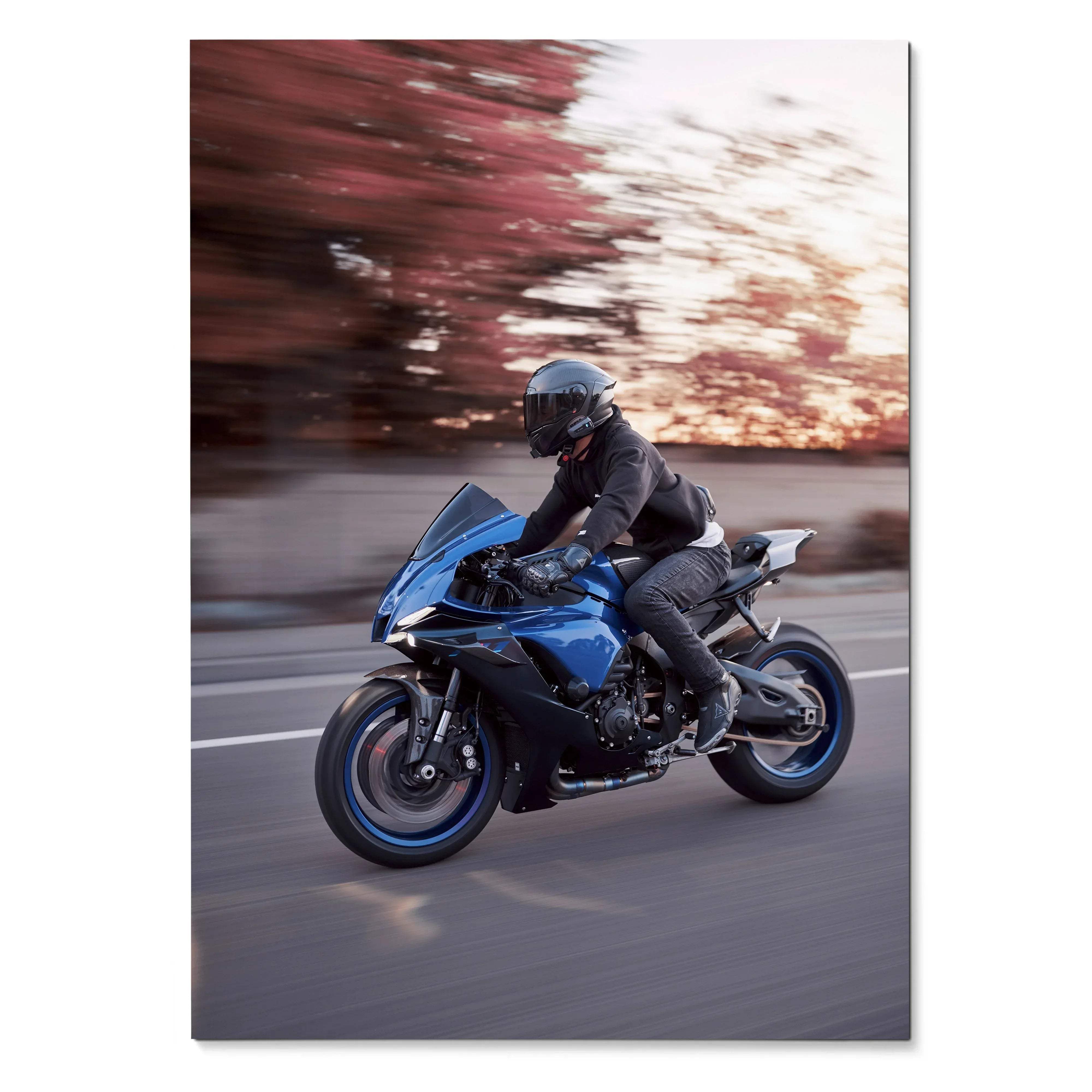 Biker Poster #047 - Male | Bell Race Star DLX Flex Helmet | Yamaha R1 Motorcycle | Rolling Shot - Throttle Designs