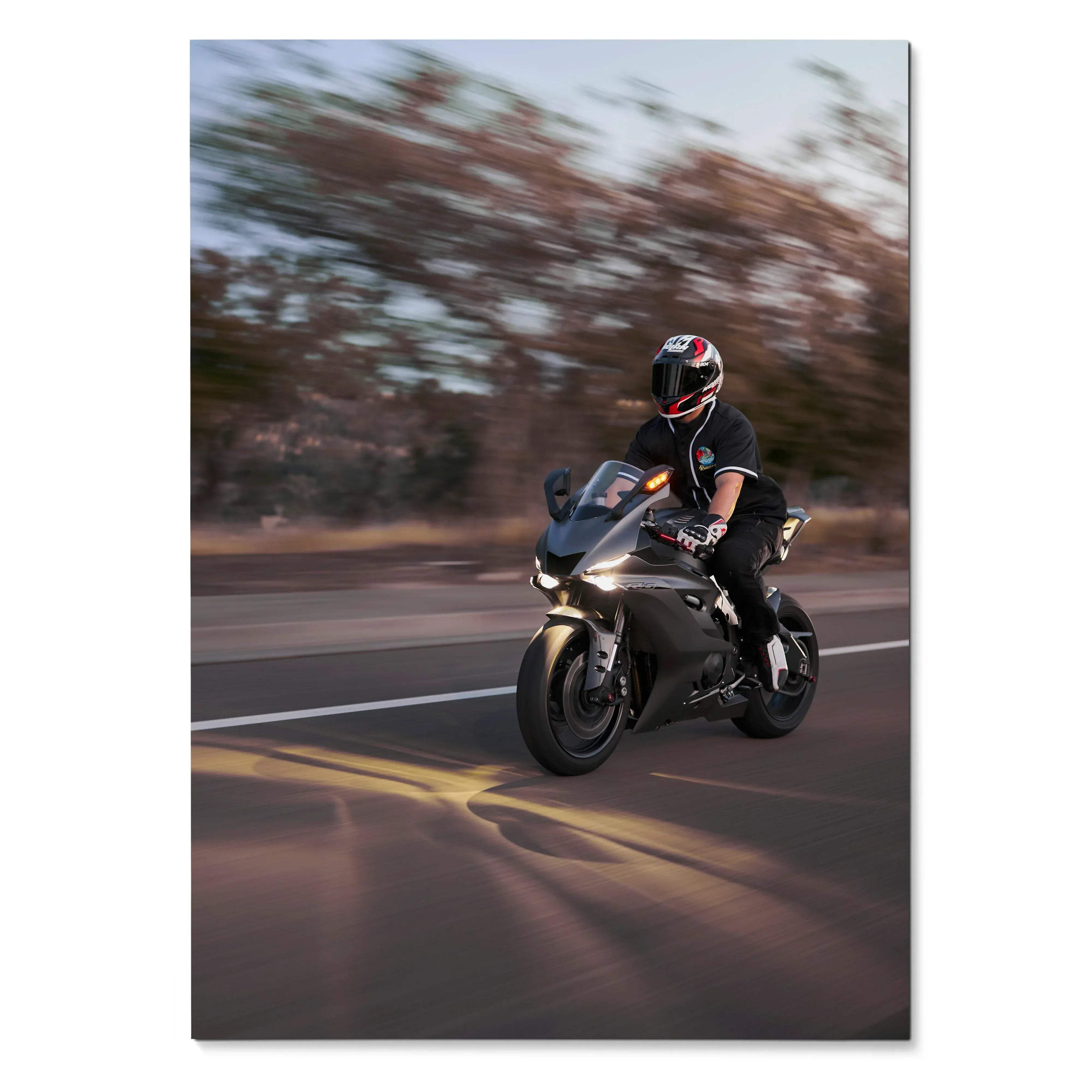 Biker Poster #052 - Male | Nolan X-804 Helmet | Yamaha R6 Motorcycle | Rolling Shot - Throttle Designs