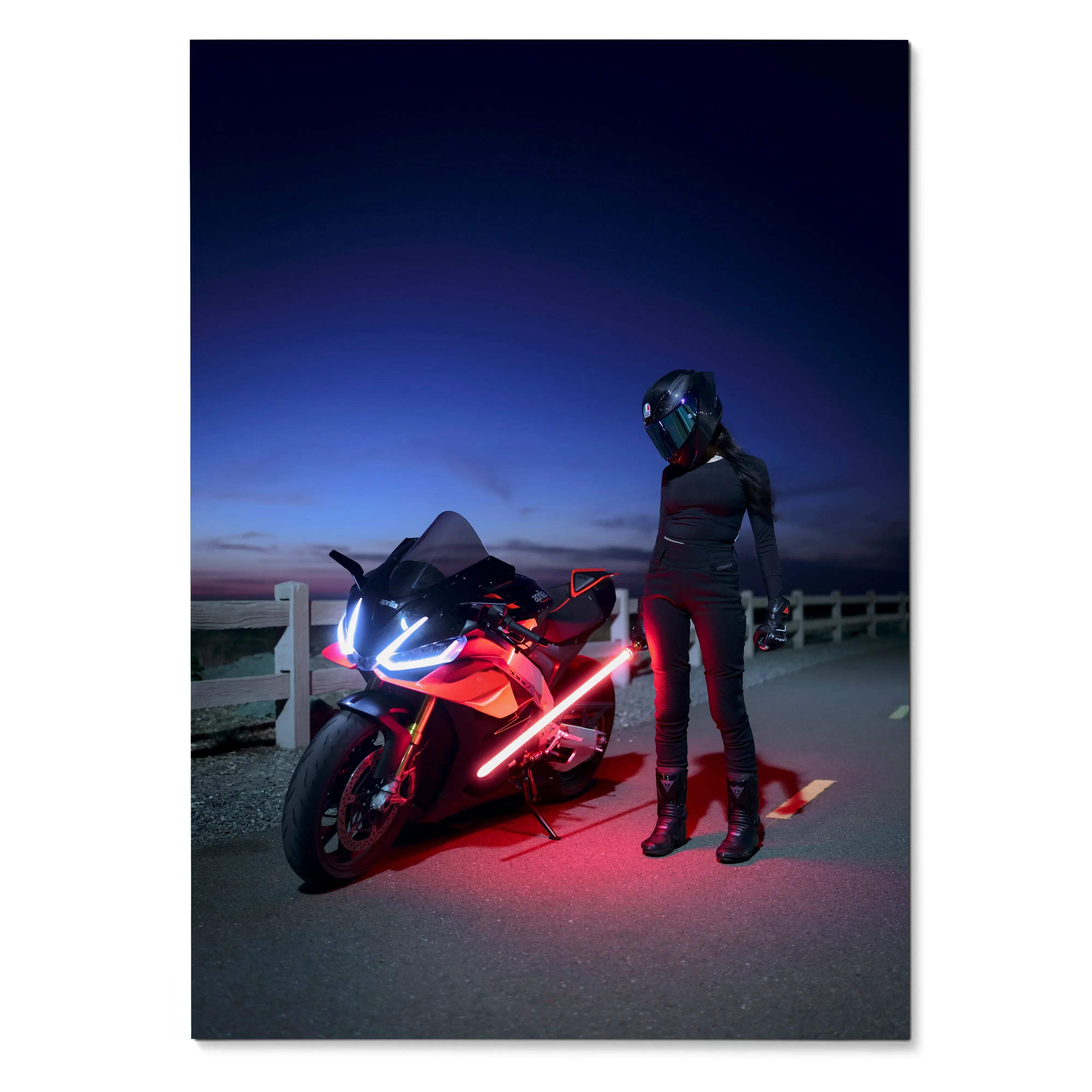 Biker Poster #110 - Female | AGV Pista Helmet | Aprilia RSV4 Motorcycle | Star Wars Inspired Theme - Throttle Designs
