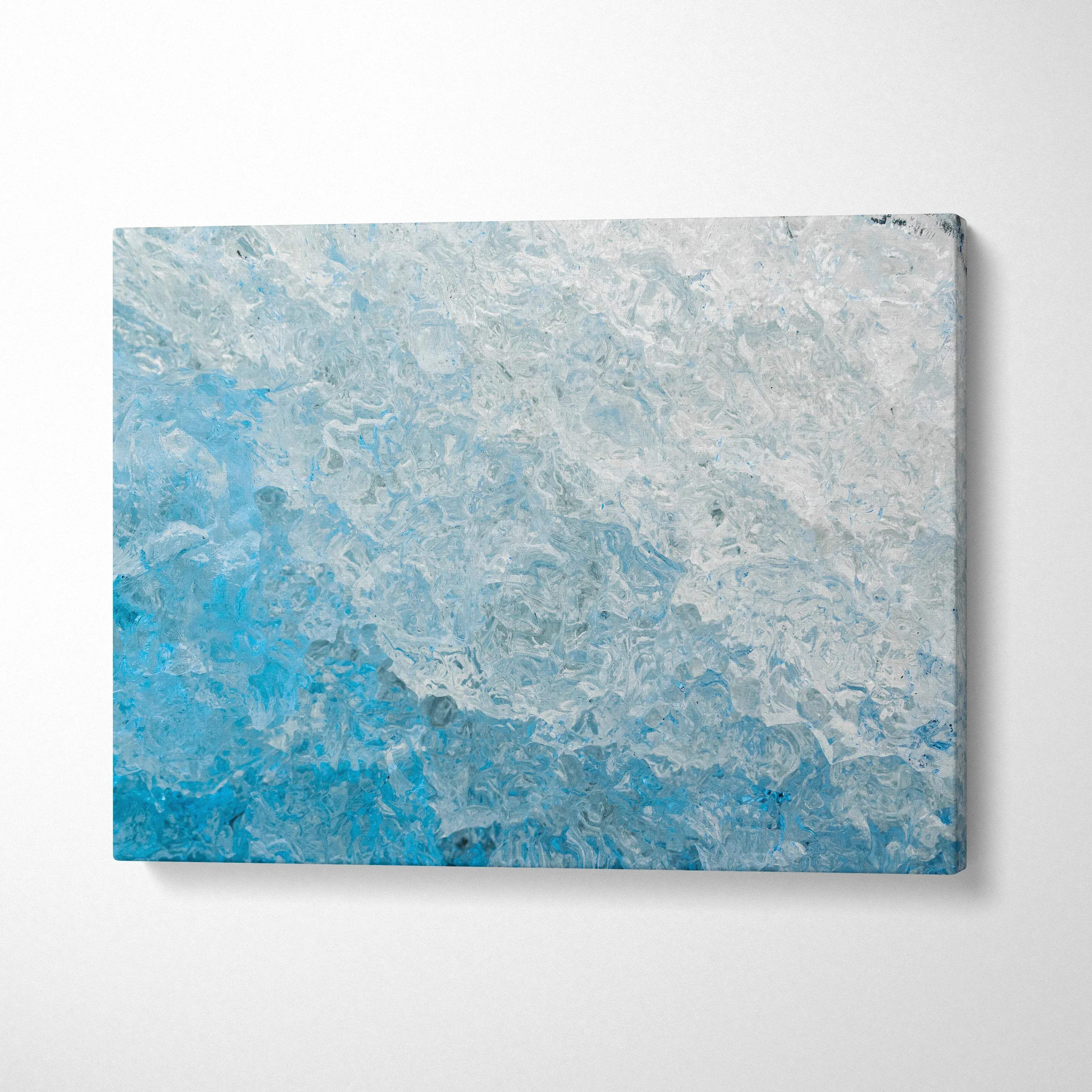Abstract blue and gray textured digital canvas art wall decor with cool tones.