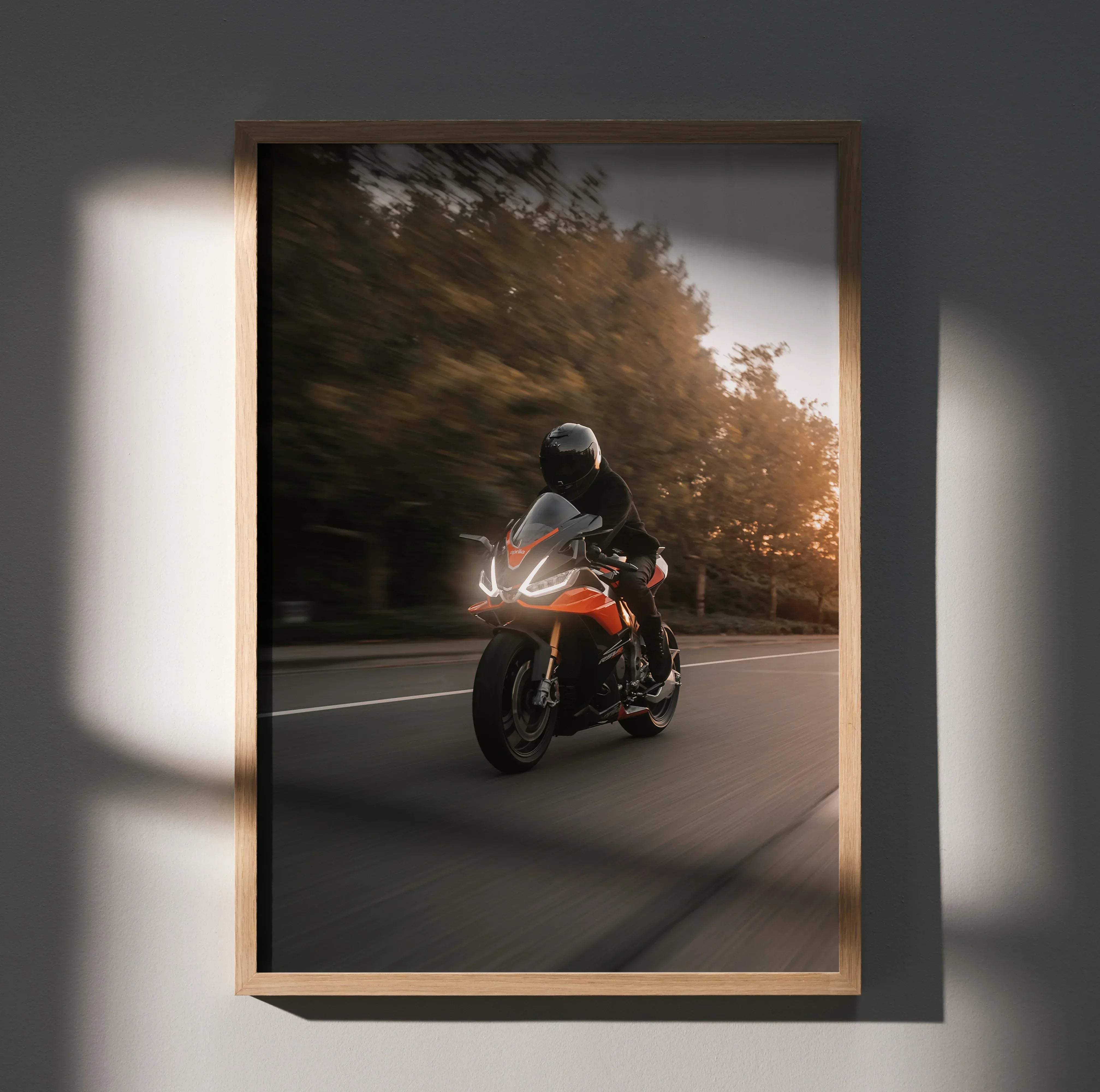 Biker Poster #006 - Male | Scorpion R1 Helmet | Aprilia RSV4 Motorcycle - Throttle Designs