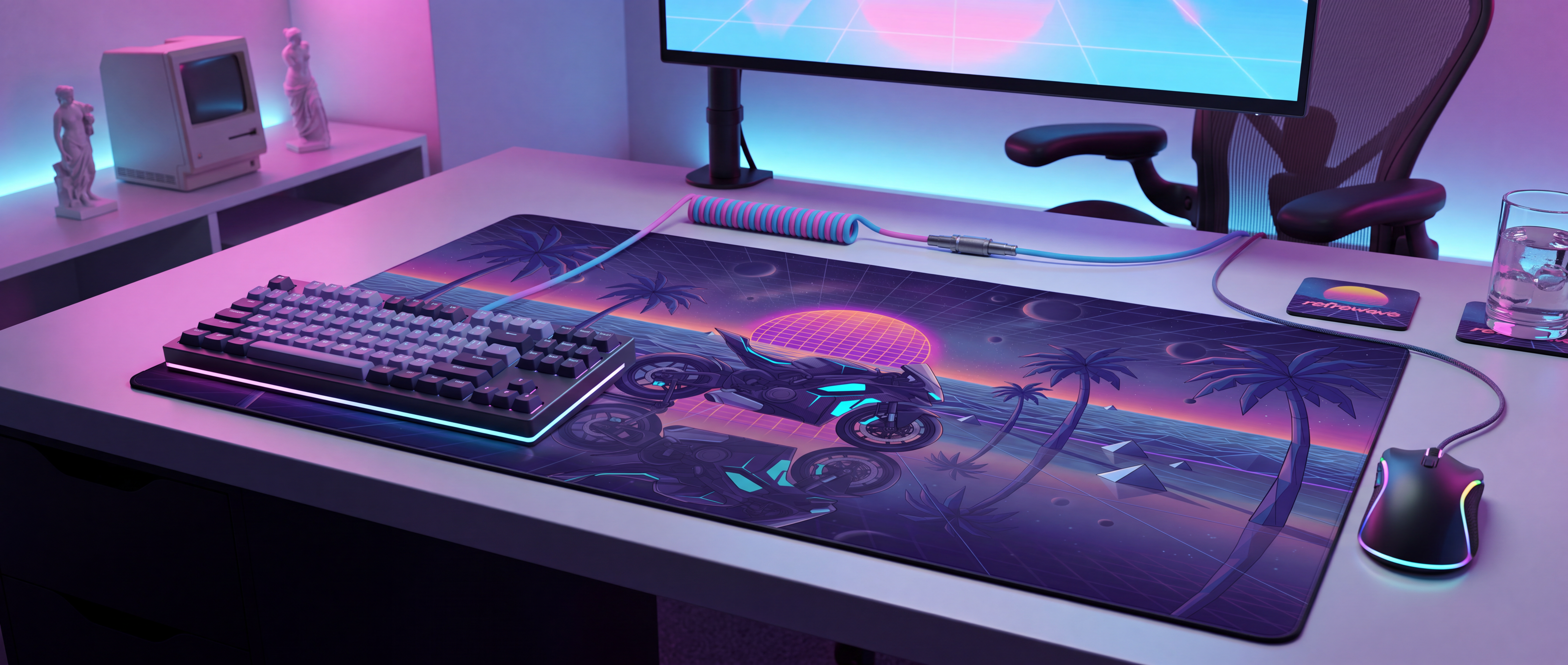 Vaporwave Motorcycles Gaming Mouse Pad Collection