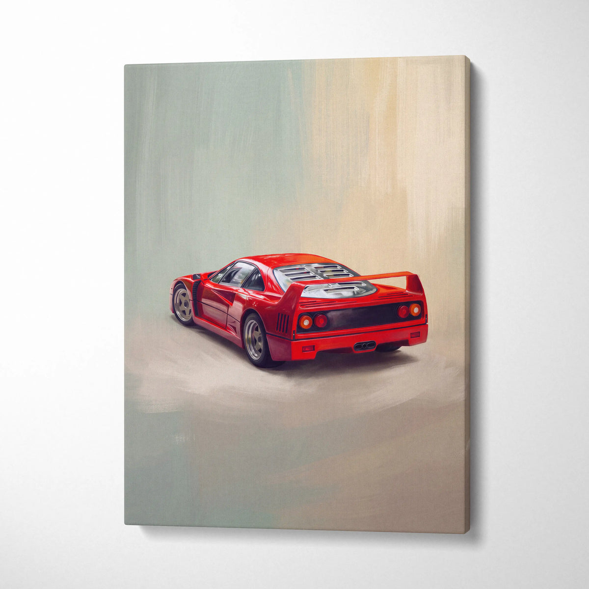 Ferrari F40 Inspired Canvas Art, Retro Supercar Wall Art Decor for Garage