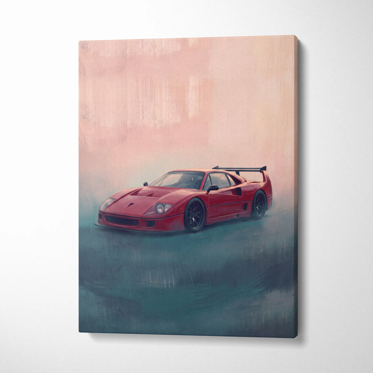 Ferrari F40 Inspired Canvas Art, Retro Supercar Wall Art Decor for Garage
