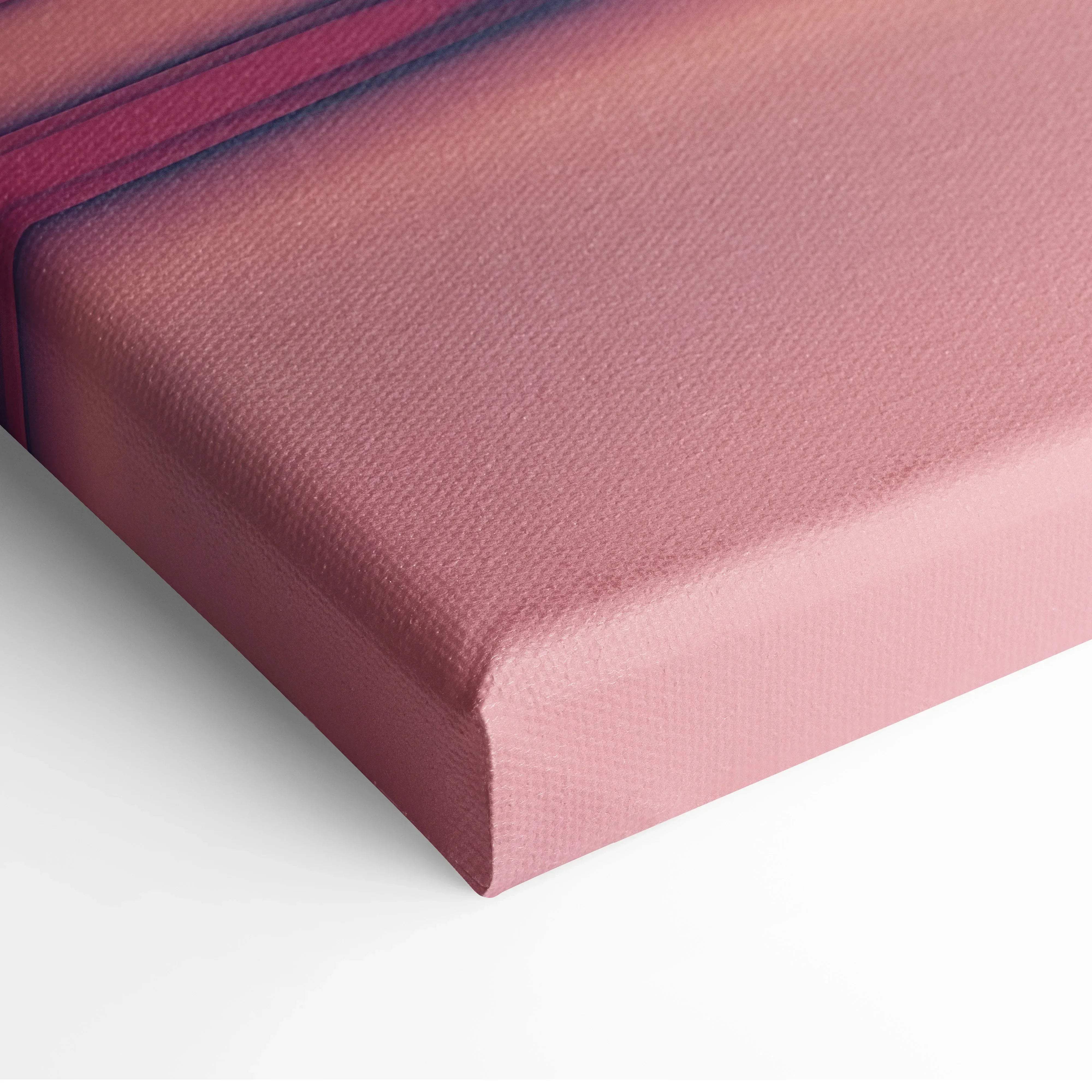 Minimalist sunset over the sea canvas wall art in pastel pink with textured canvas and subtle gradient weave