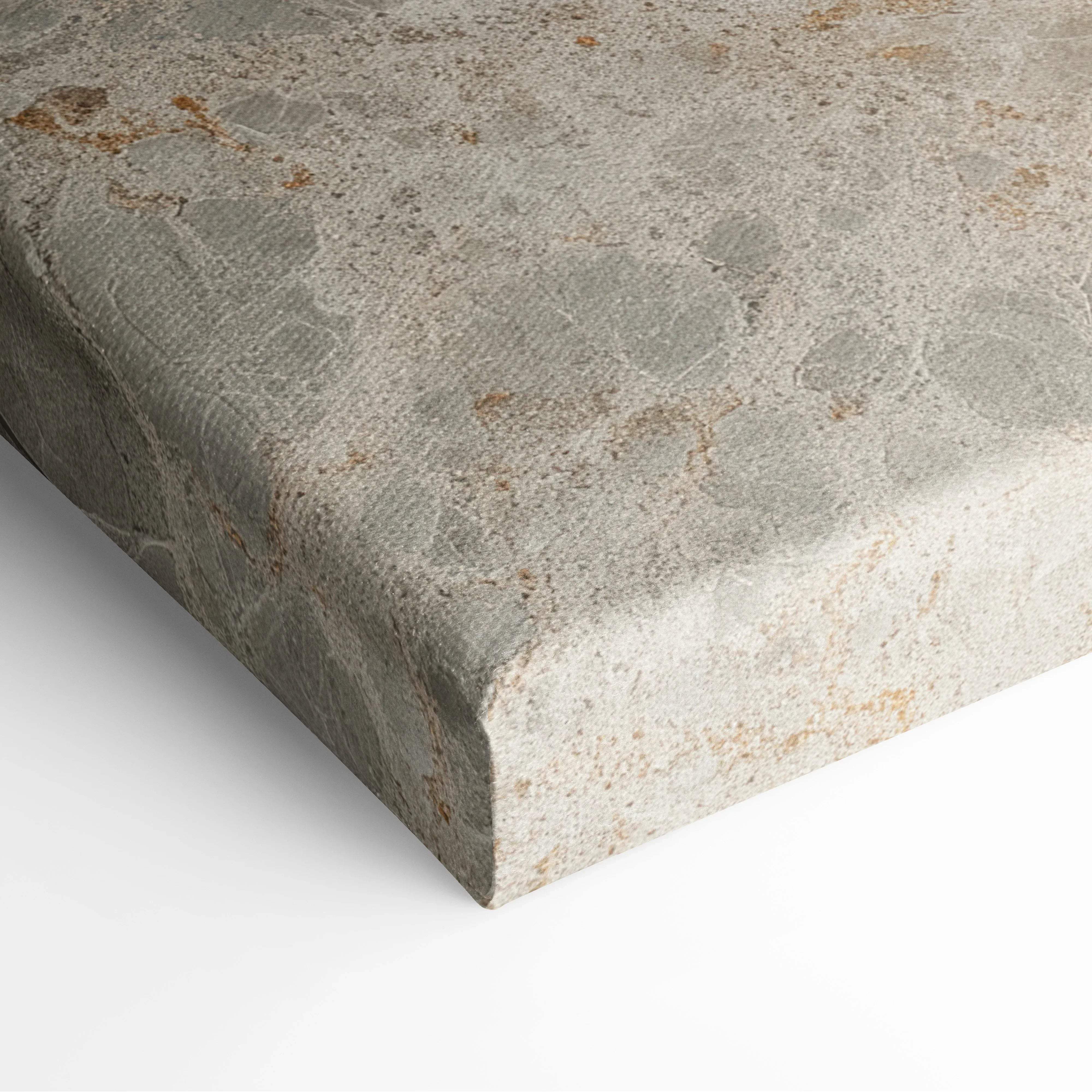 Minimalist forest canvas wall art in neutral wood tones featuring gray stone-textured canvas with beige and brown veining