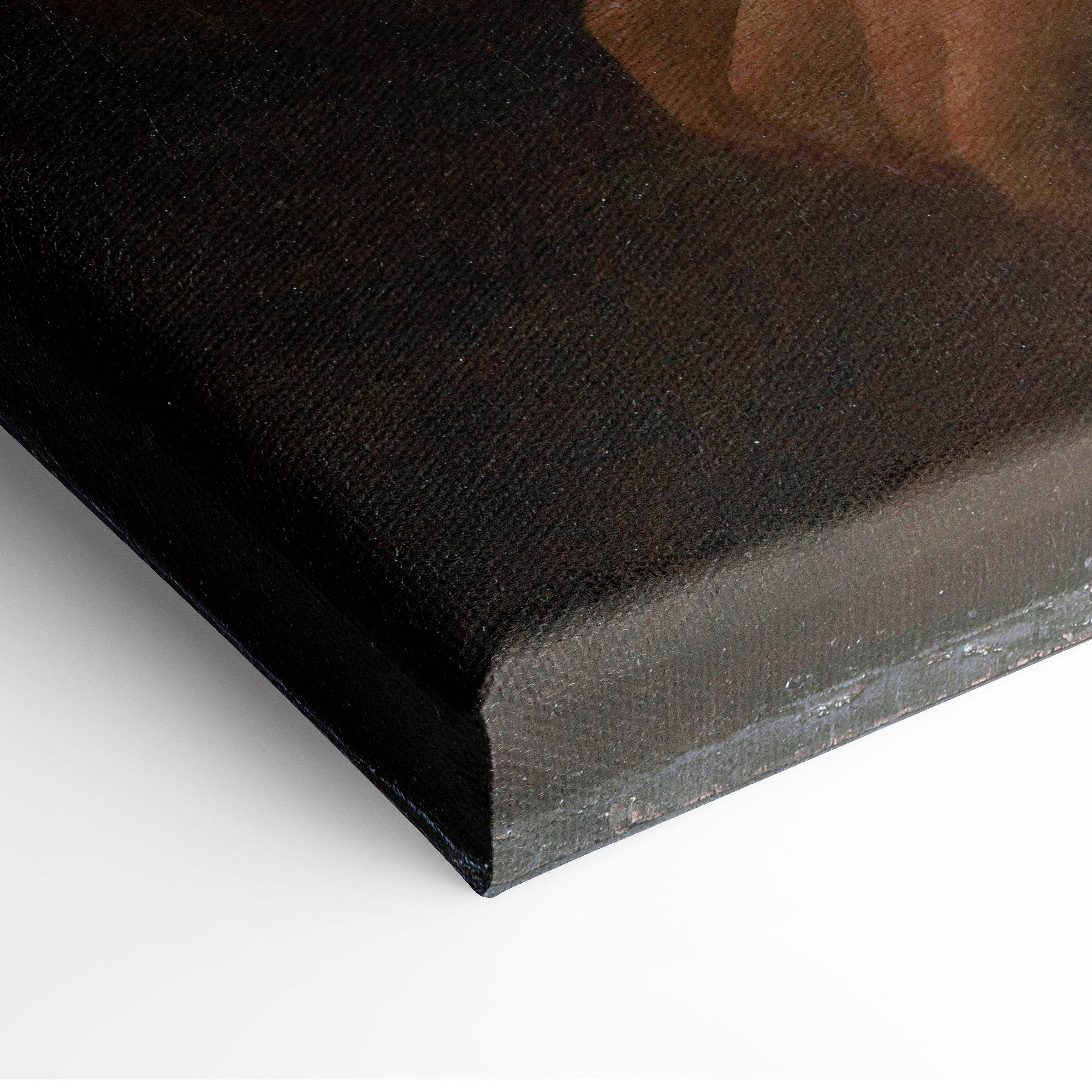 Mona Lisa by Leonardo da Vinci black canvas art with textured weave
