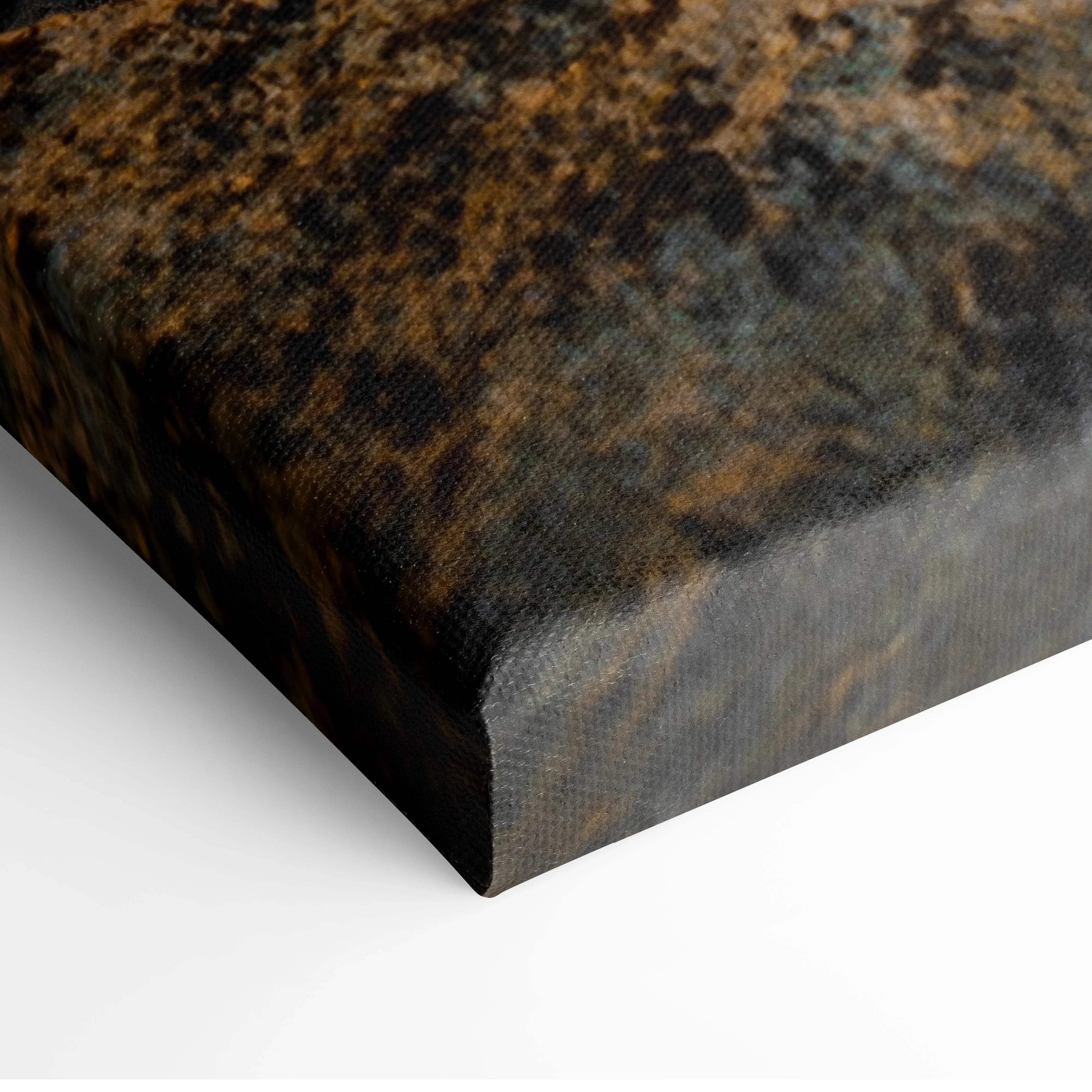 Textured mottled brown black abstract canvas print back view