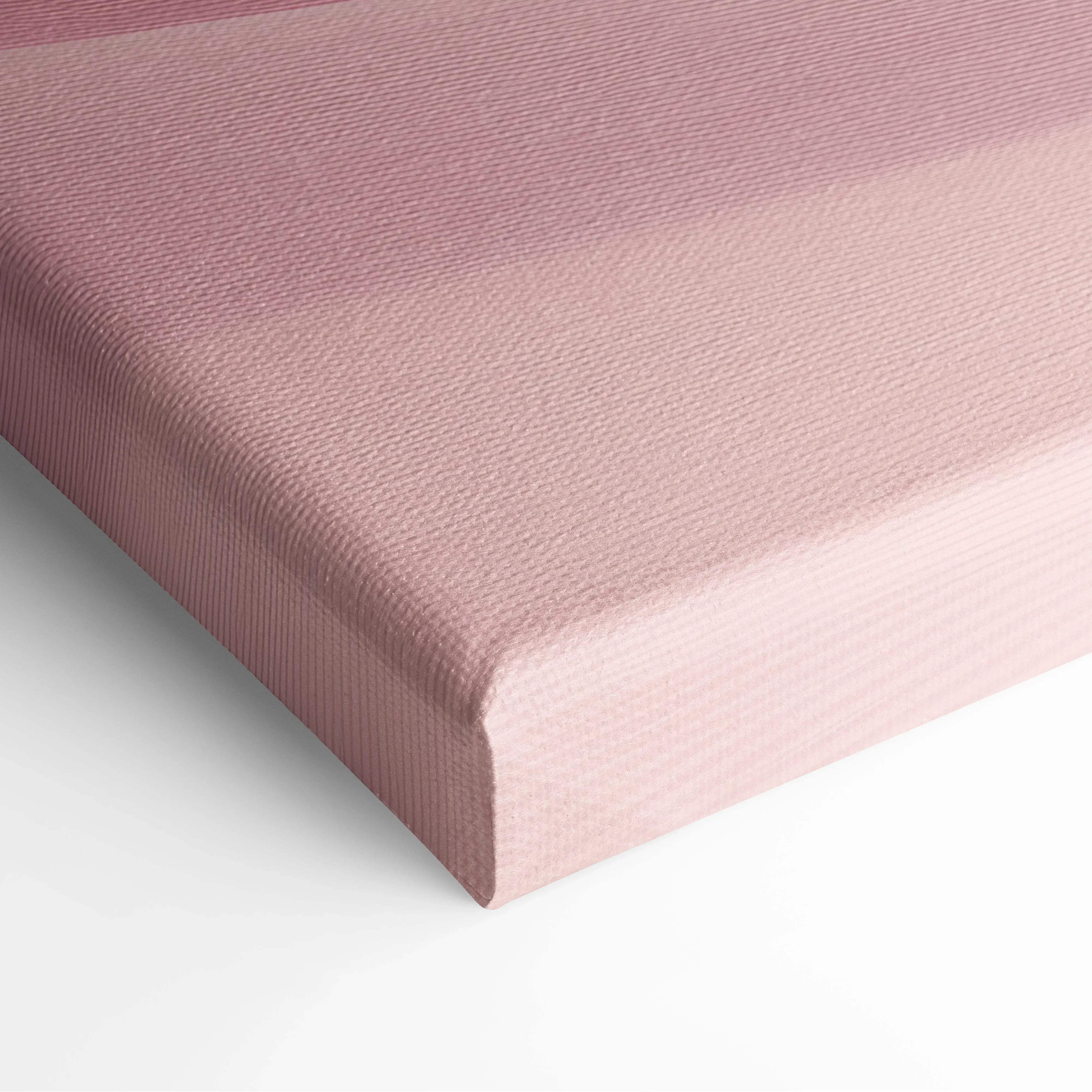 A soft pink canvas wall art print with textured woven surface and raised edges for calm modern home decor