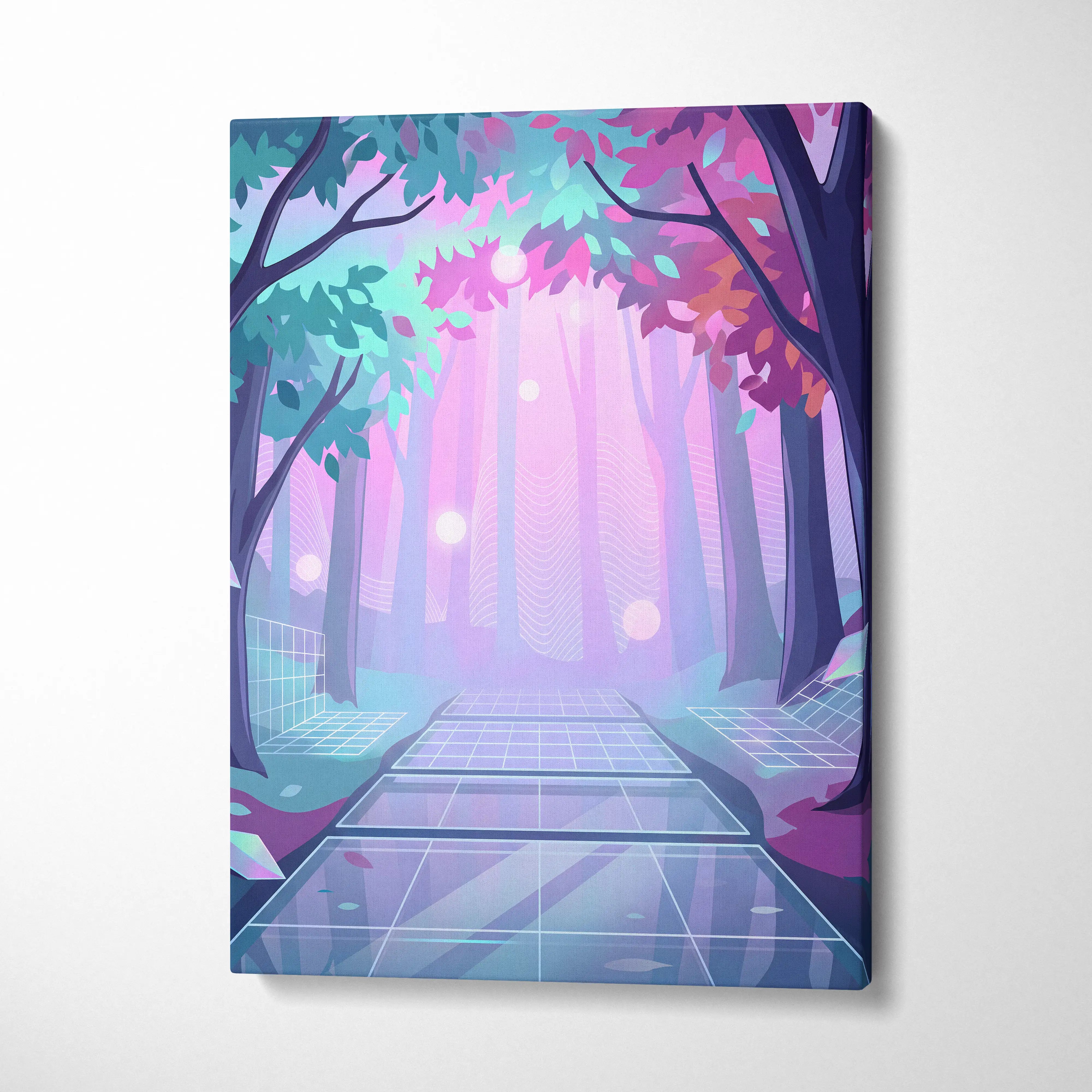 Vaporwave Neon Sunset Canvas - Vaporwave Artwork Neon Teal Living Room Retro Futurism Dreamy Neon Vaporwave Canvas