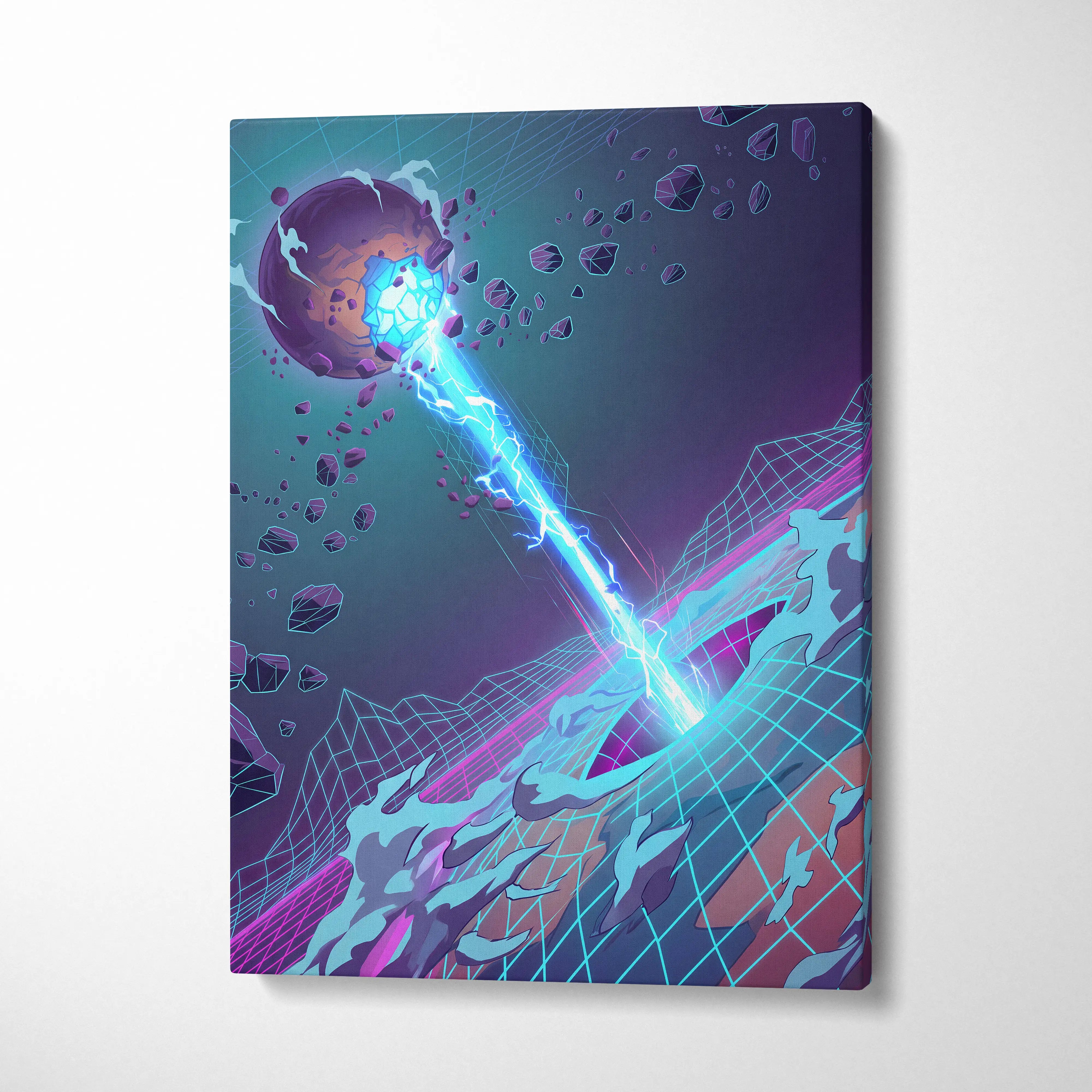 Neon Vaporwave Dream Canvas - Vaporwave Neon City Sunset Pink Blue Living Room Retro Futurism Dreamy Mood Canvas