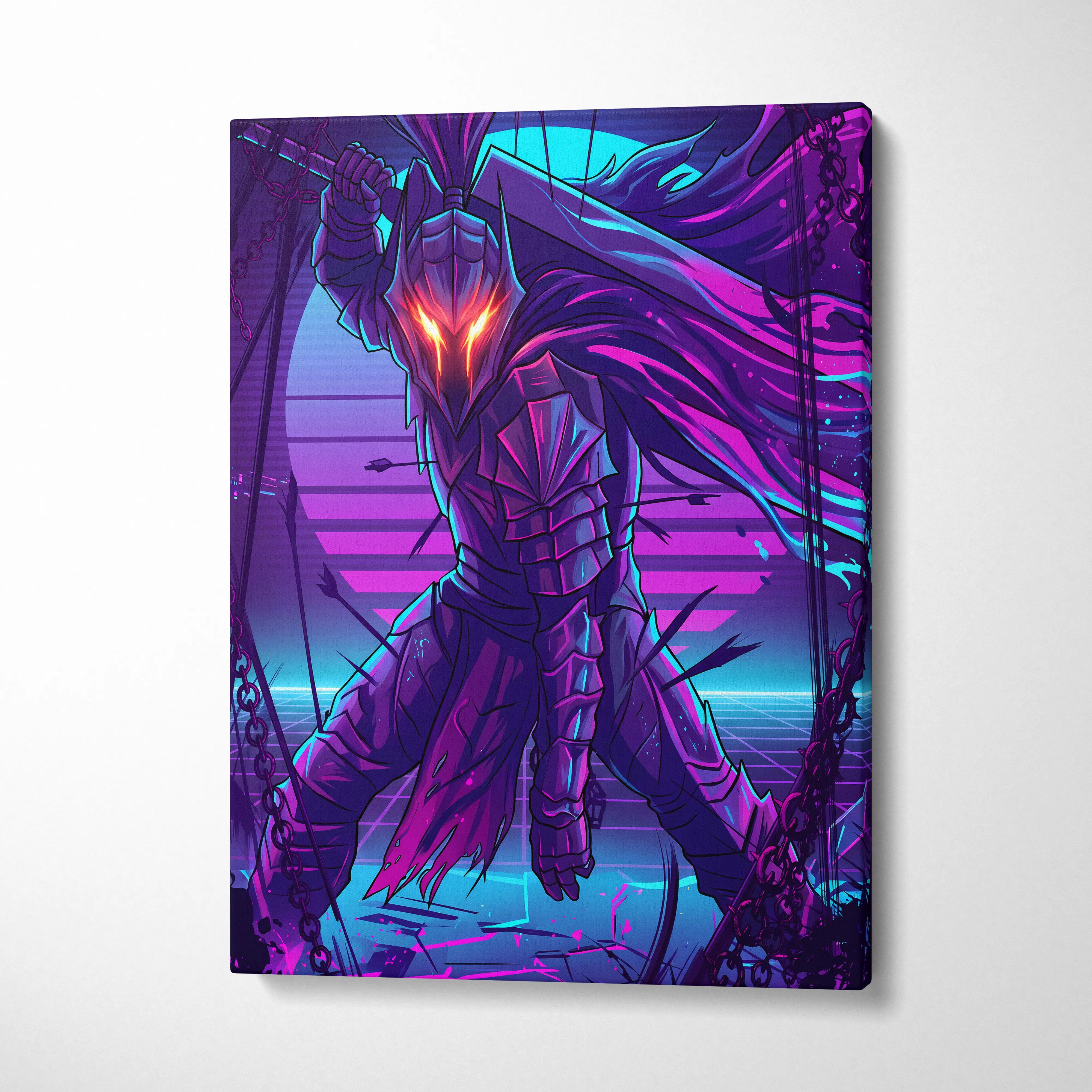 Neon Dragon Vaporwave Canvas - Neon Dragon Purple Blue Pink Cyan Living Room Vaporwave Dreamy Mood Cyberpunk Canvas