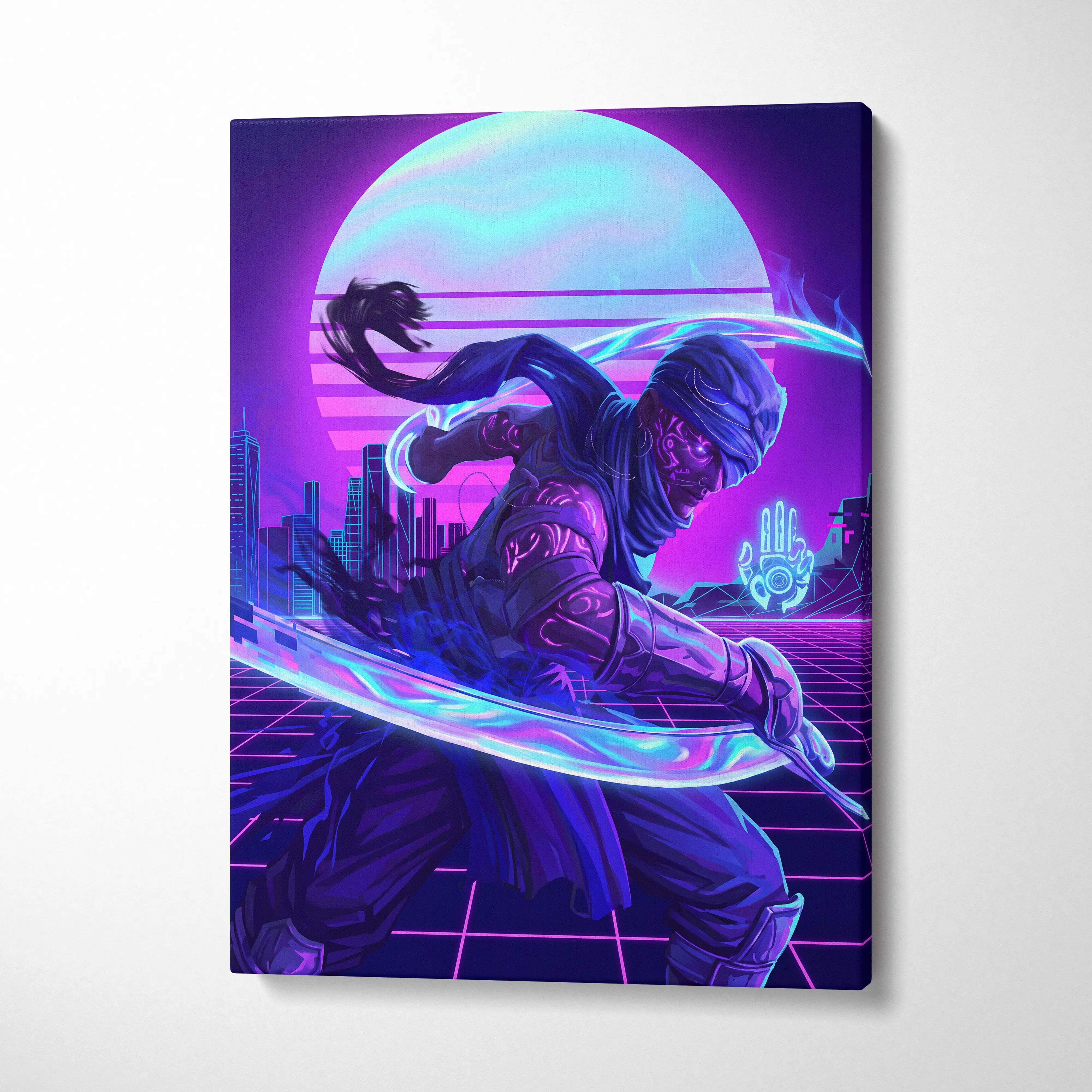 Vaporwave Neon Dream Canvas - Surreal Neon Dancer Living Room Vaporwave Dreamy Nightlife Mood Modern Retro Canvas