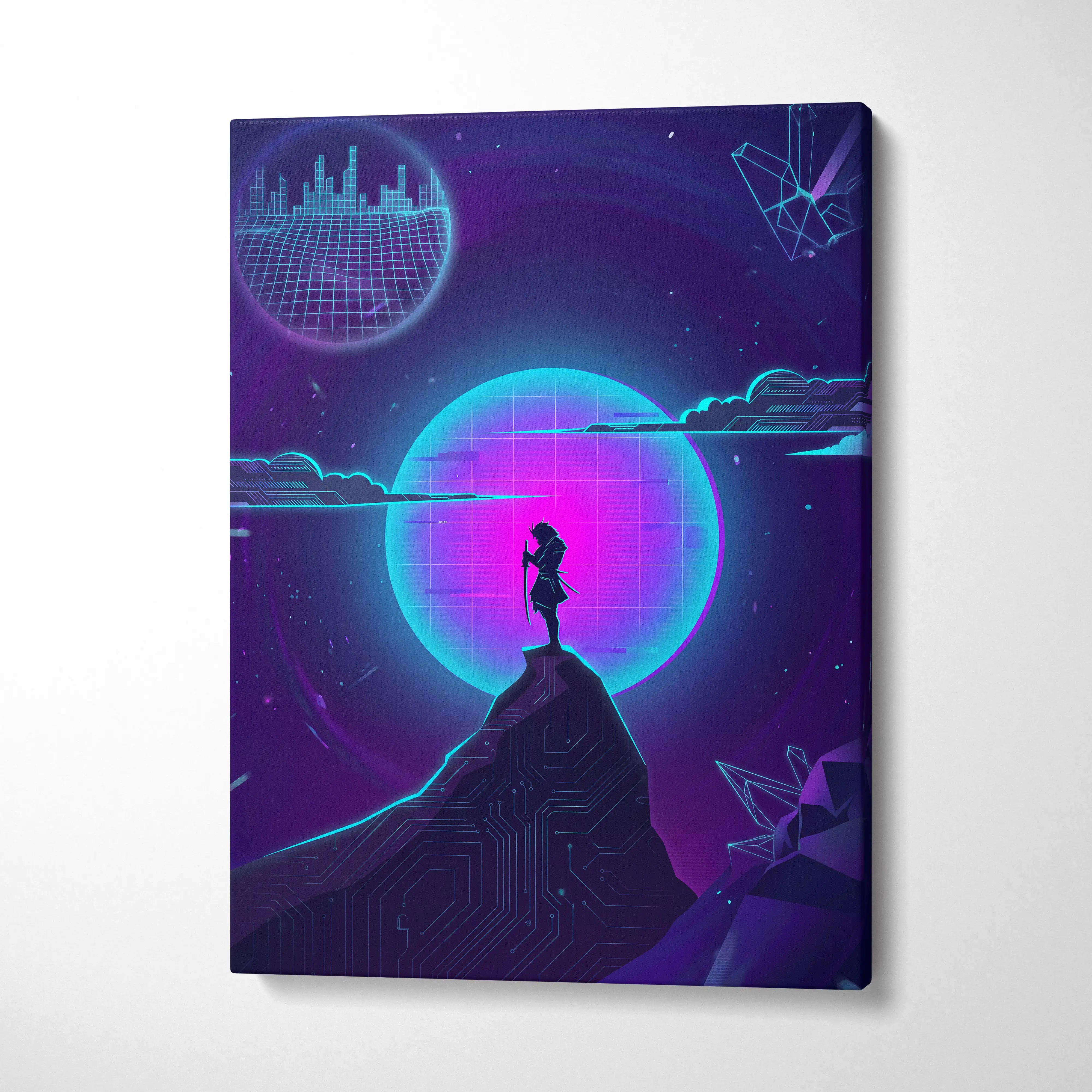 Vaporwave Neon Dream Canvas - Vaporwave Neon Pink Living Room Retro Futurism → Dreamy Mood Neon Glow Wall Art Canvas