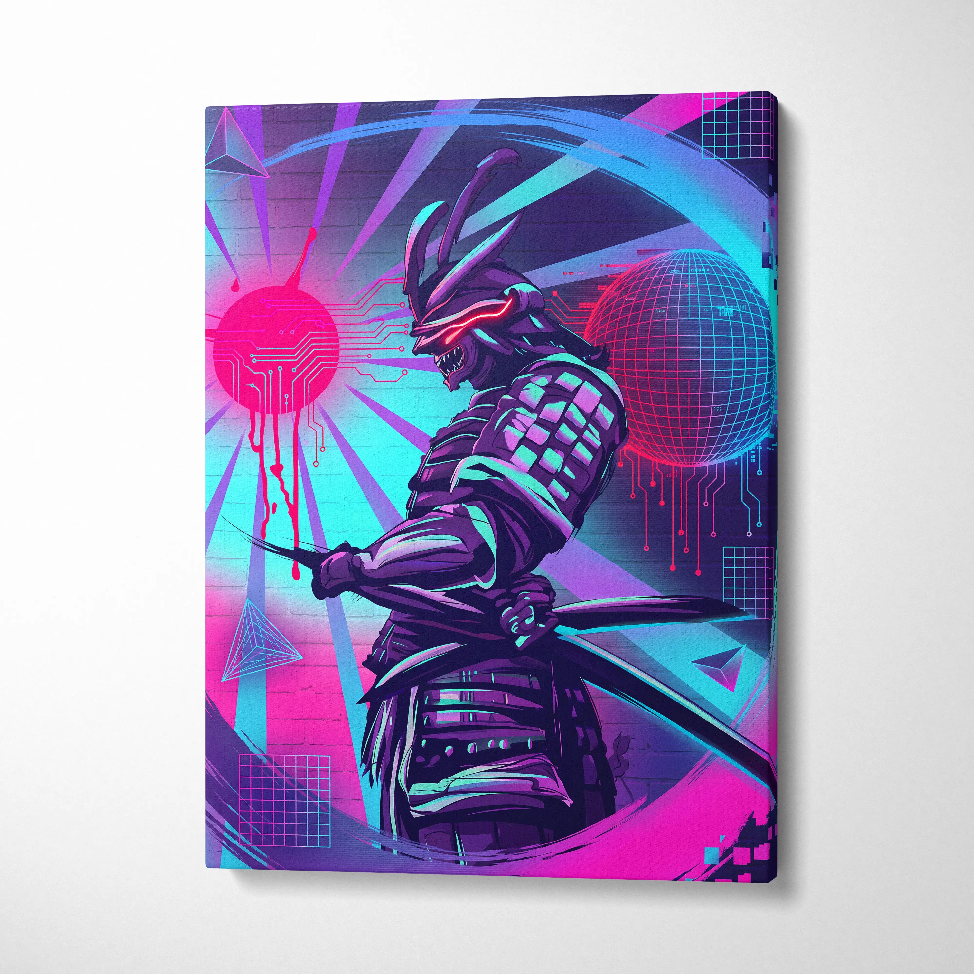 Vaporwave Neon Dragon Art - Dragon Neon Pink Purple Blue Living Room Vaporwave Mystical Neon Cyberpunk Wall Art Canvas