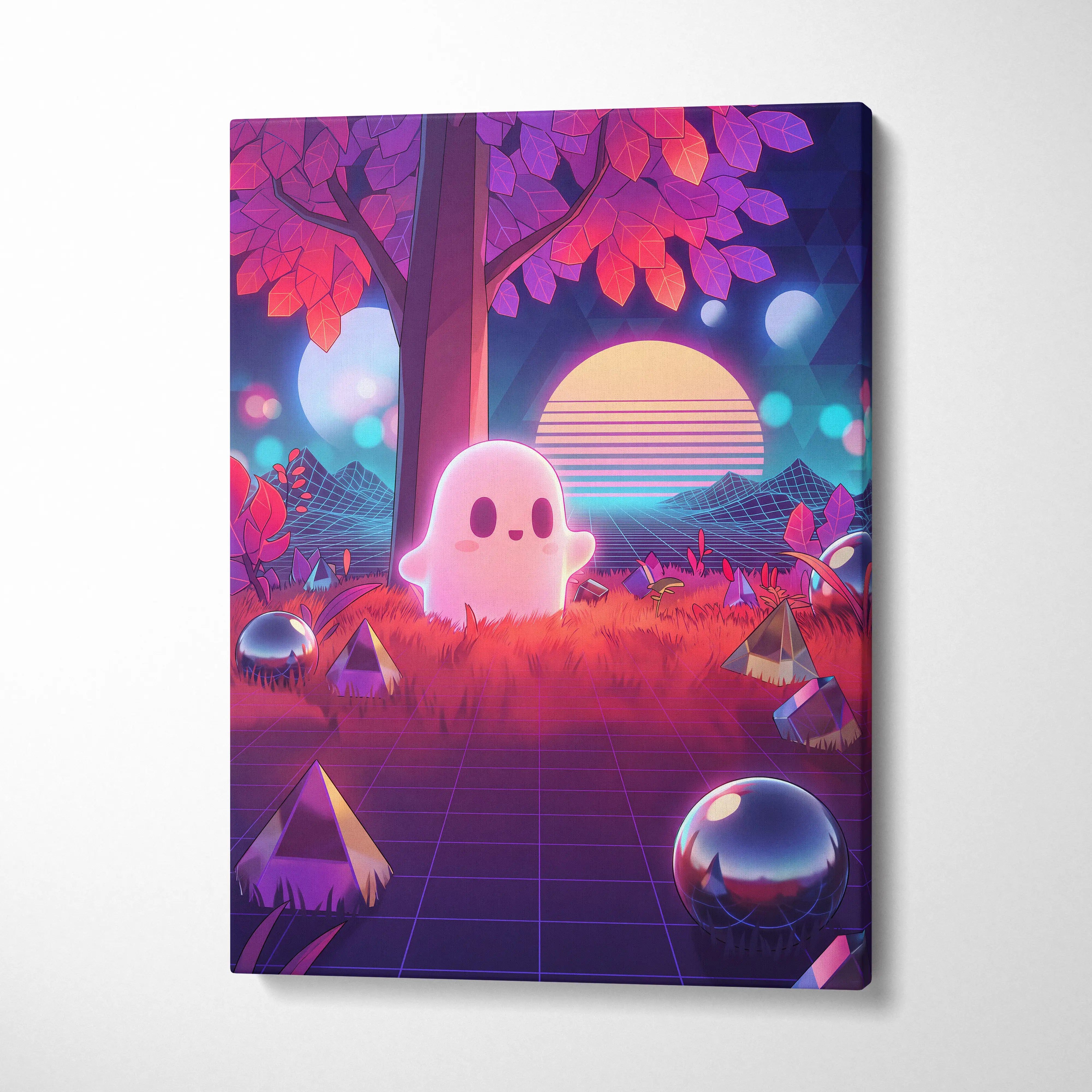 Vaporwave Neon Dream Canvas - Vaporwave Art Neon Pink Purple Blue Living Room Mood Dreamy Neon Atmosphere Decor