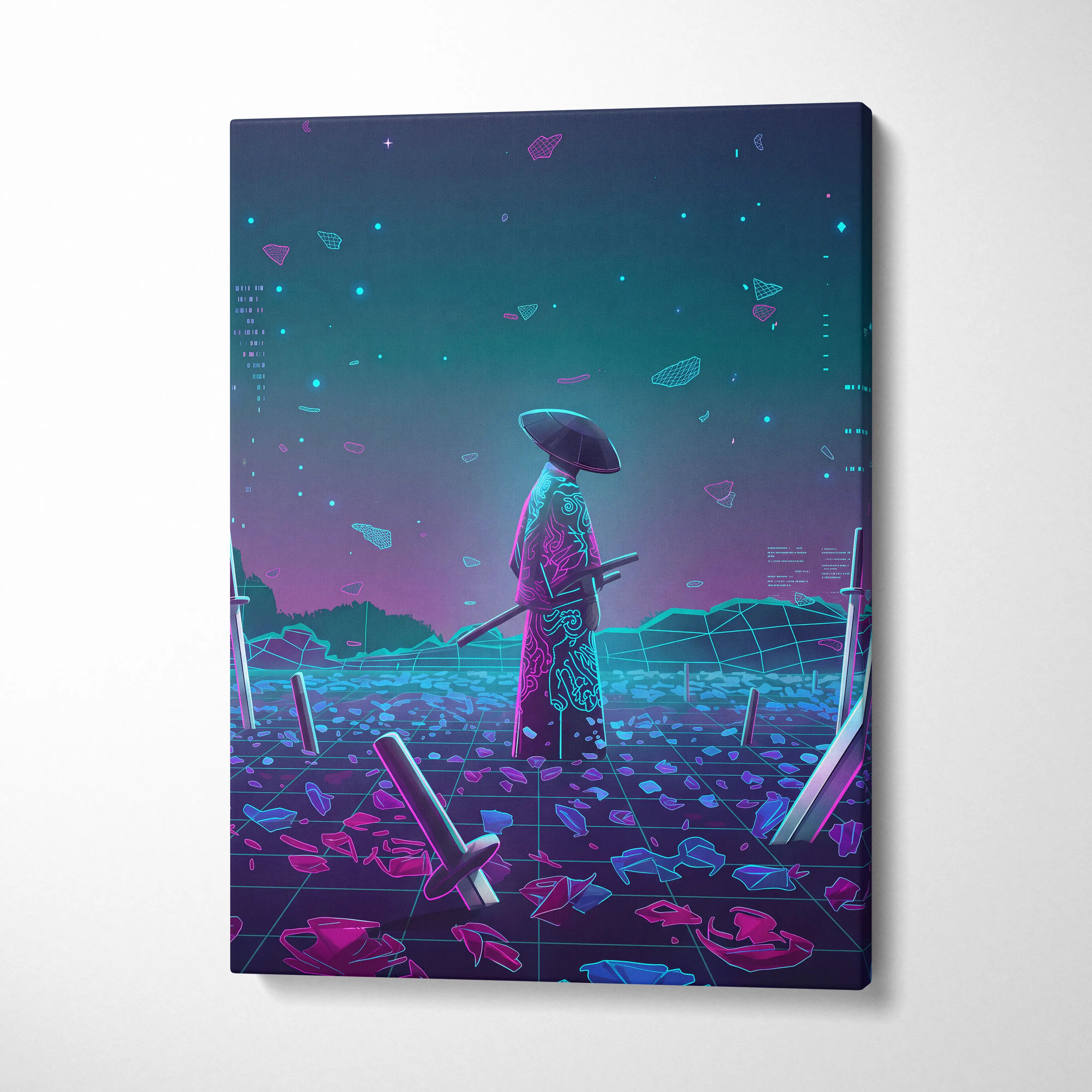 Vaporwave Neon Oracle Canvas - Vaporwave Oracle Neon Canvas Living Room Retro Mystical Dreamlike Synthwave Decor Canvas