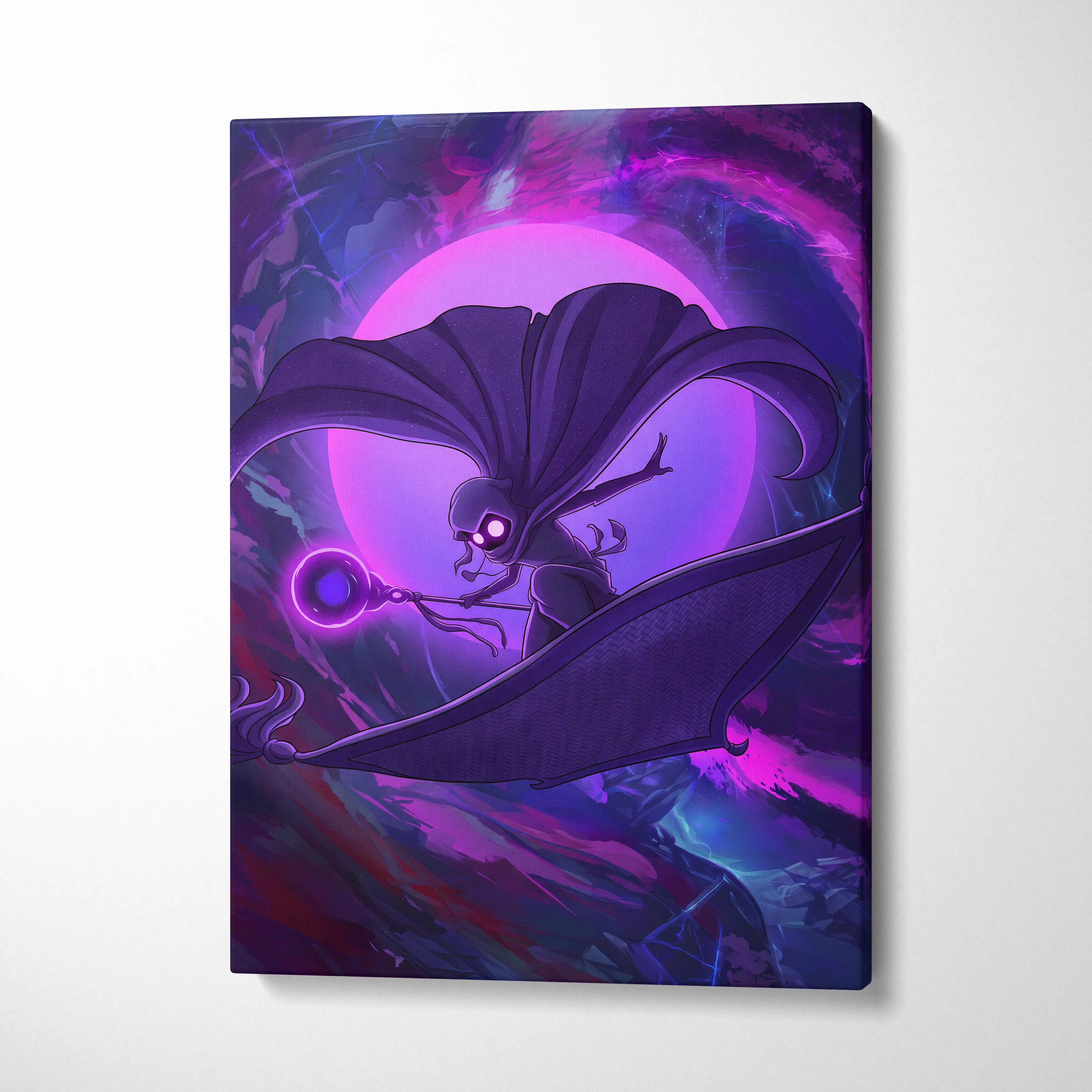 Vaporwave Neon Dream Canvas - Mythical Figure Neon Purple Living Room Vaporwave Dreamy Mood Retro Neon Wall Art Canvas