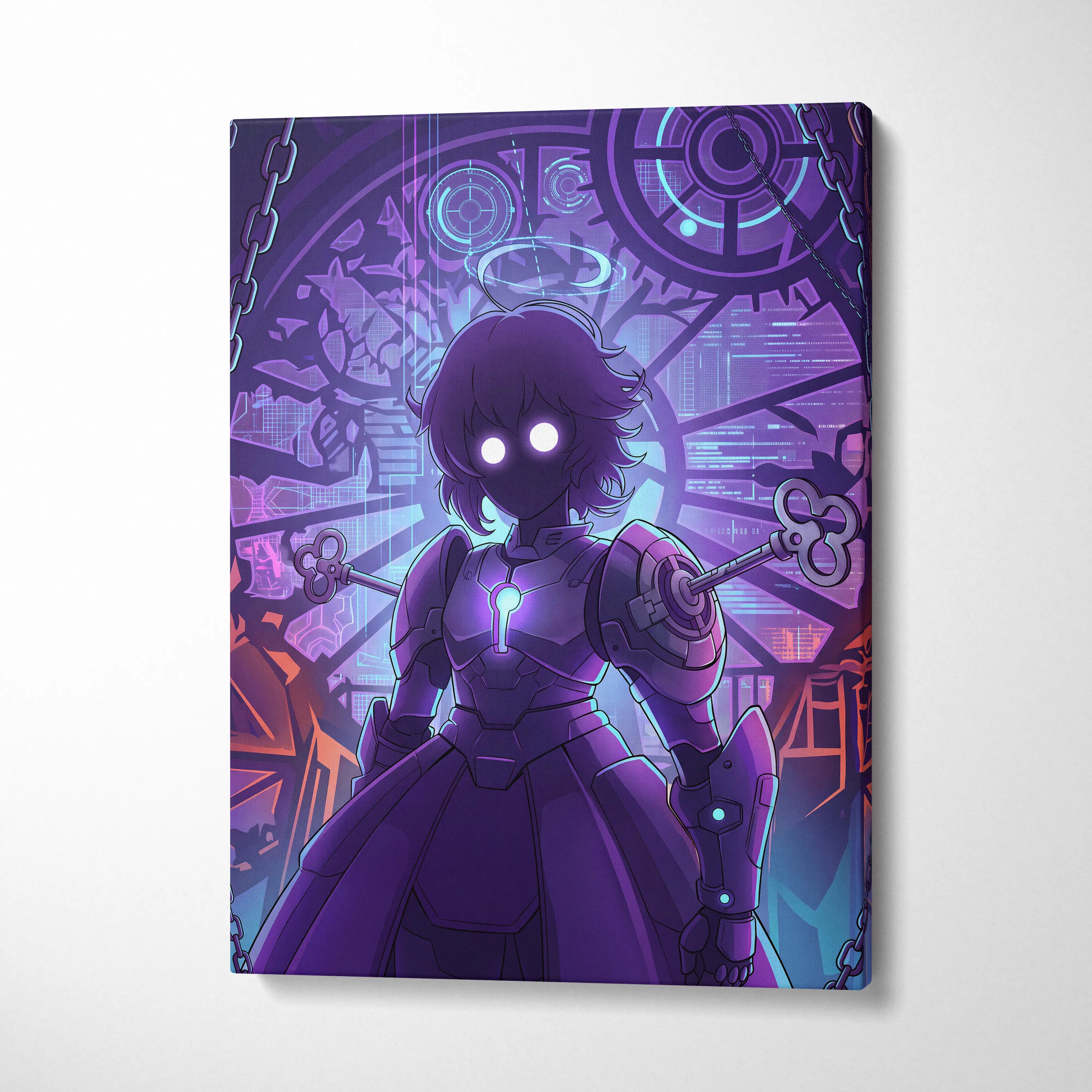 Vaporwave Neon Nightscape Canvas - Vaporwave Fantasy Neon Purple Cyan Room Decor Dreamy Mood Aesthetic Canvas Print