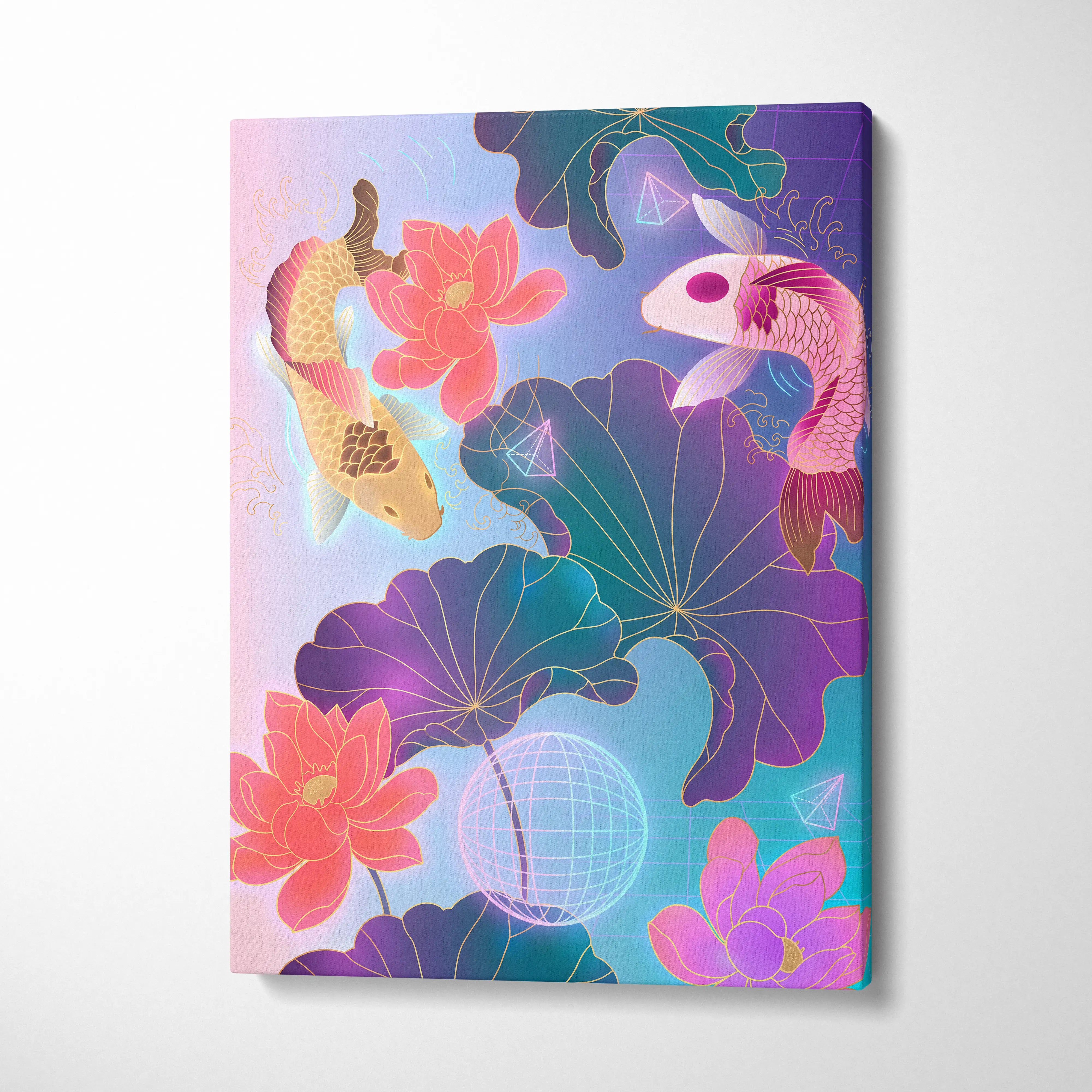 Vaporwave Fuji Bloom Canvas - Japanese Landscape Vaporwave Pastel Neon Living Room Dreamy Mood Neon Vaporwave Canvas