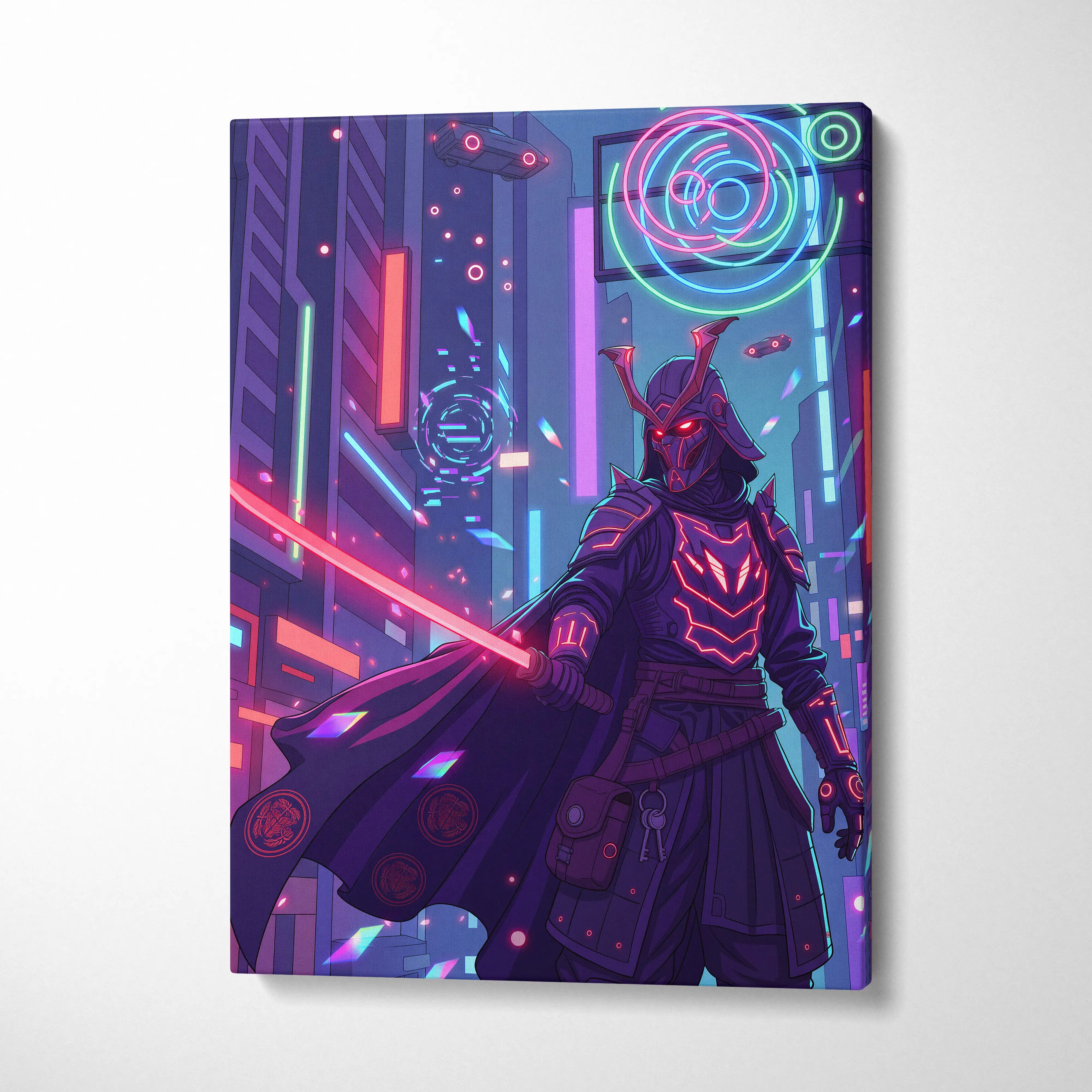 Vaporwave Neon Canvas Fantasy - Vaporwave Pink Purple Living Room Synthwave Dreamy Mood Retro Futurism Wall Decor Canvas
