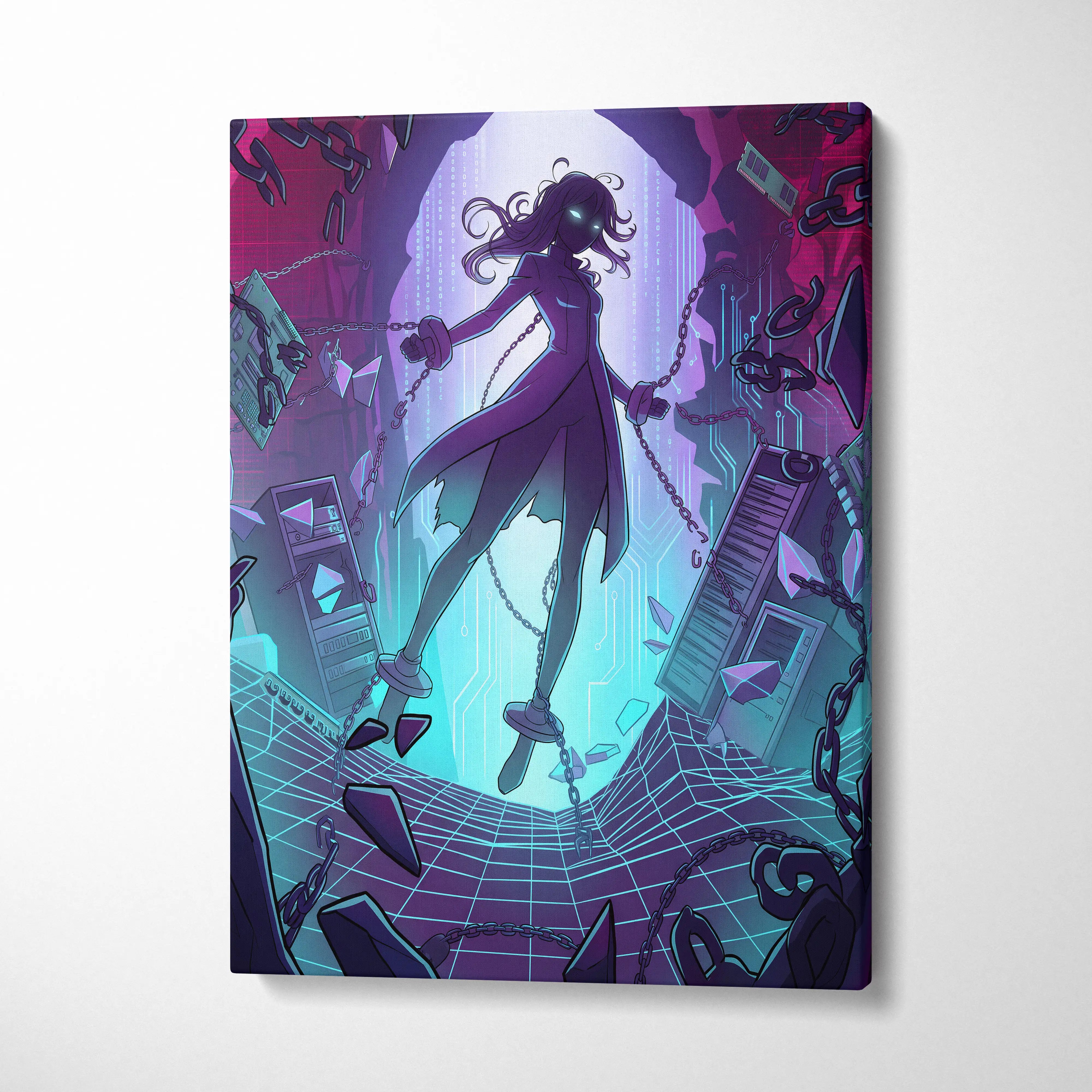 Vaporwave Vaporfantasy Neon Canvas - Vaporwave Character Neon Palette Living Room Decor Dreamy Mood Vaporwave Wall Art