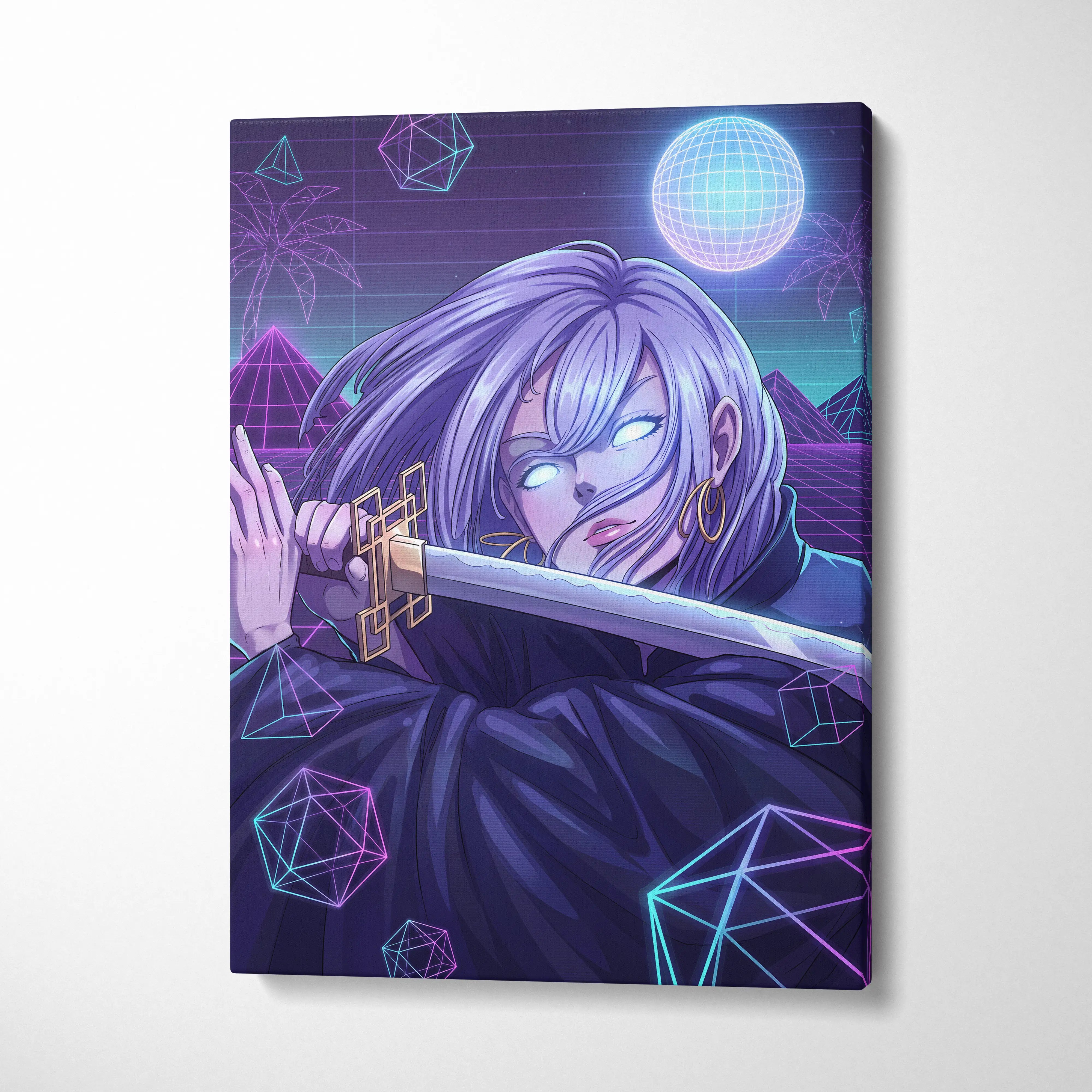 Vaporwave Neon Dream Canvas - Vaporwave Portrait Pink Living Room Retro-Futuristic Dreamy Mood Neon Decor Canvas Print