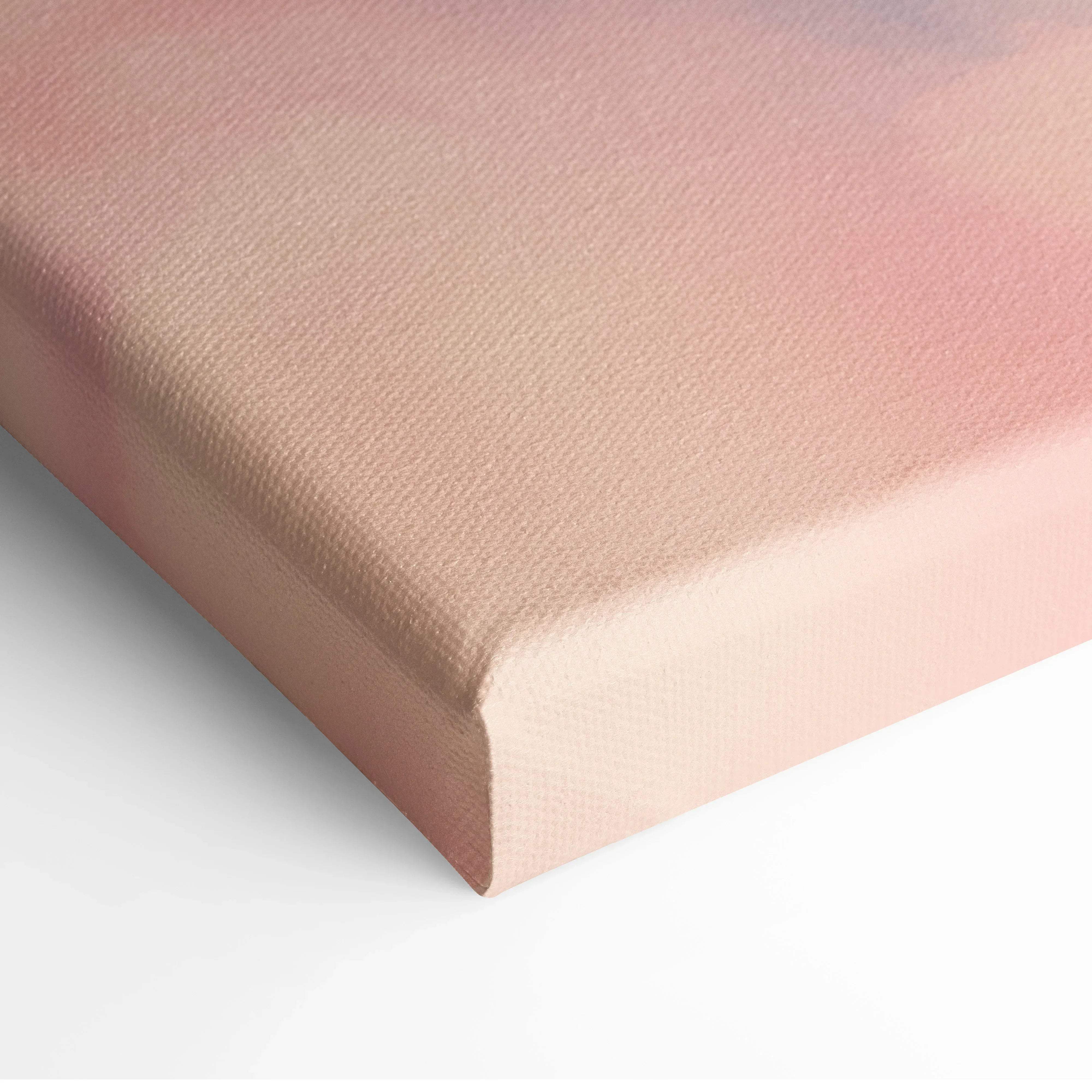 A soft pink gradient modern minimalist skyscraper canvas wall art with a textured woven surface for home decor