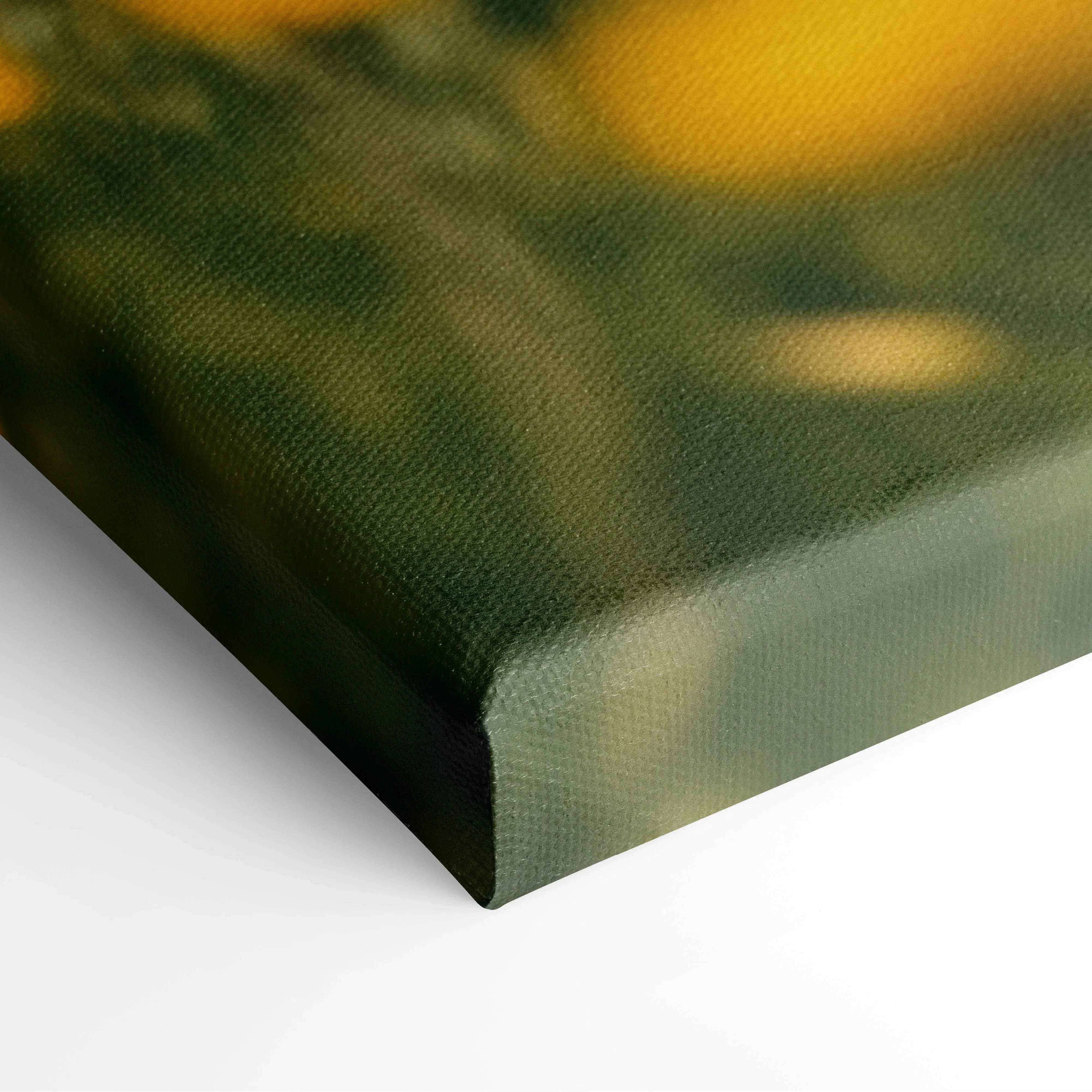 Serene landscape canvas wall art featuring a textured greenish-yellow blurred design of a lonely tree in a blooming meadow