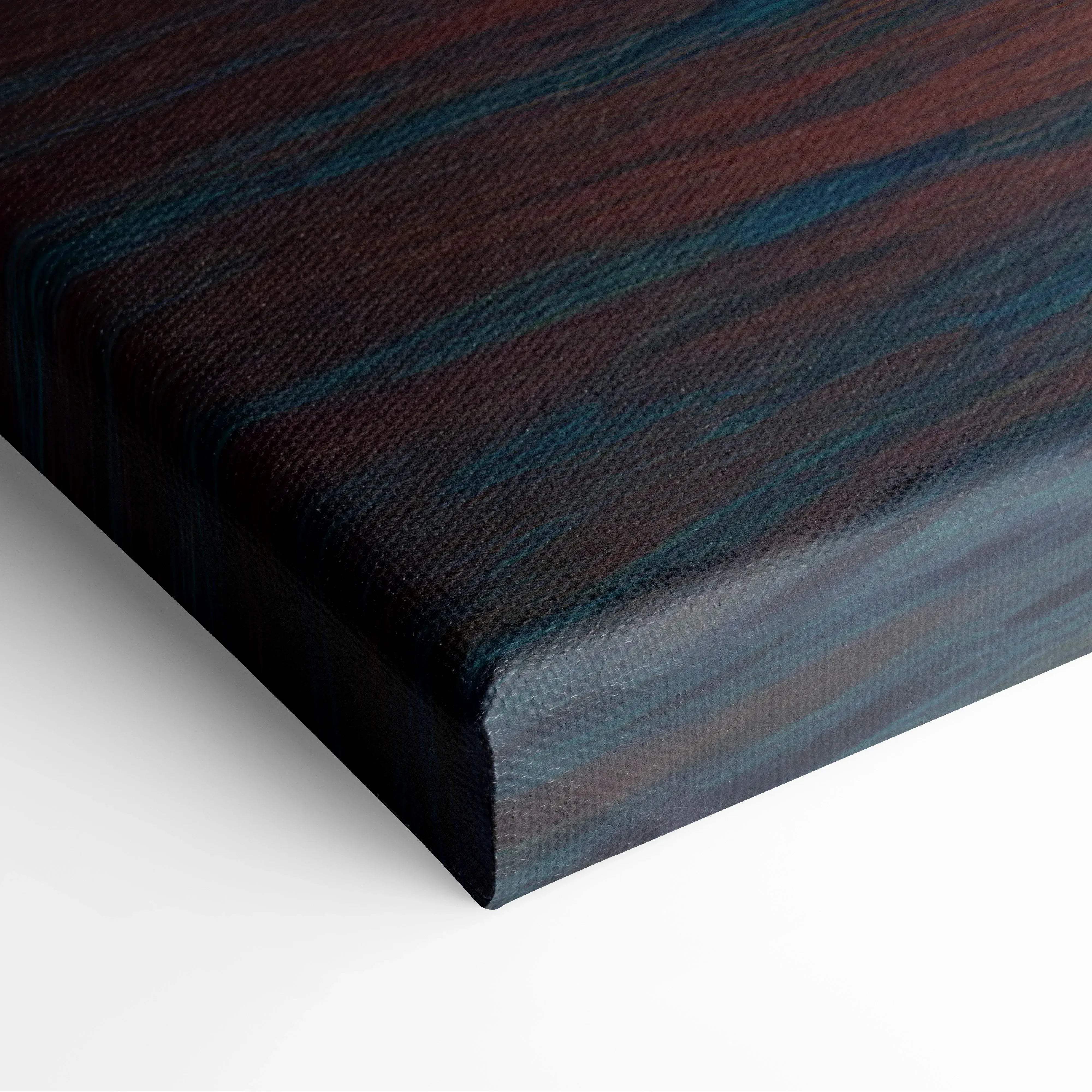 Canvas print of coastal sunset seascape with burgundy teal stripes
