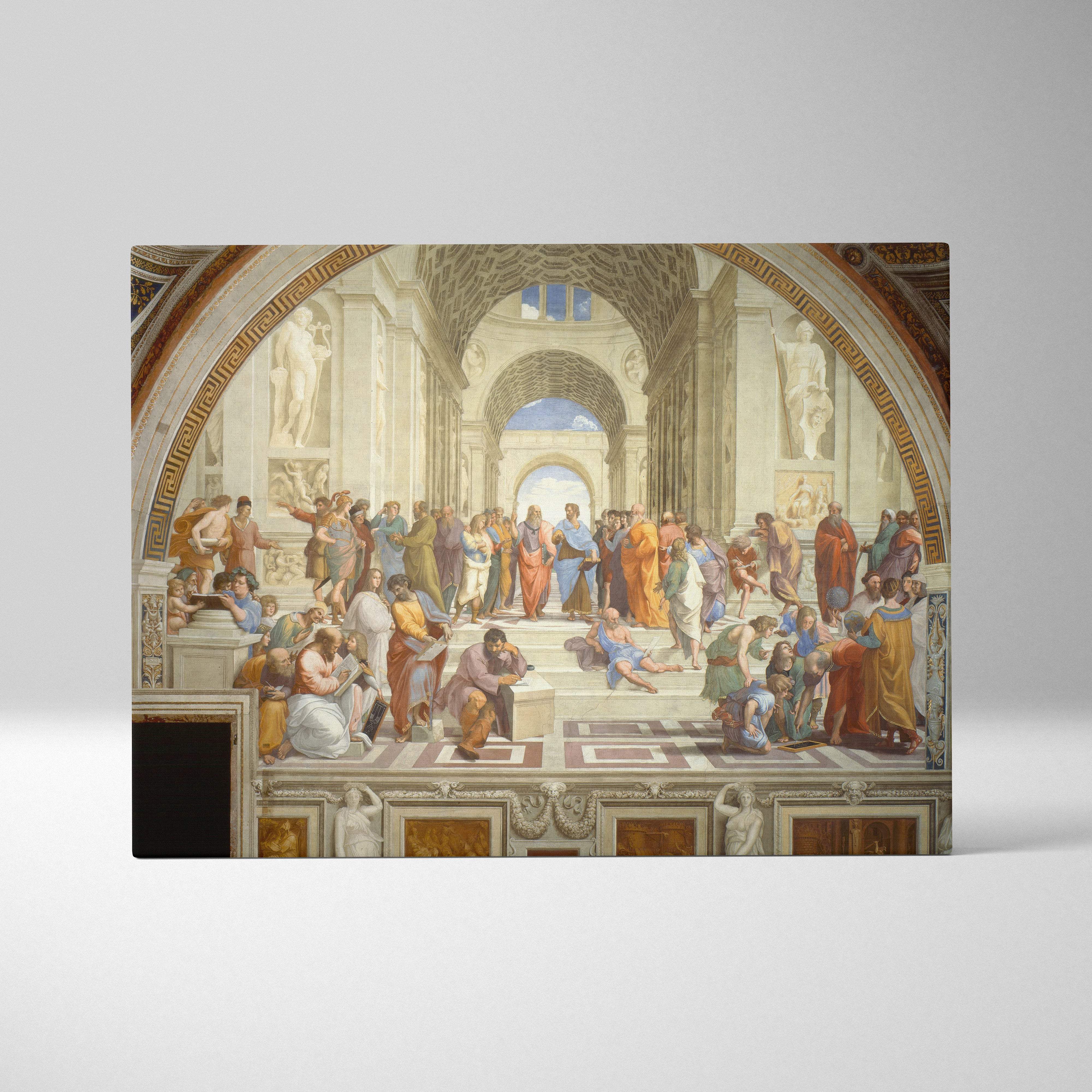 Raphaels School of Athens canvas print on display