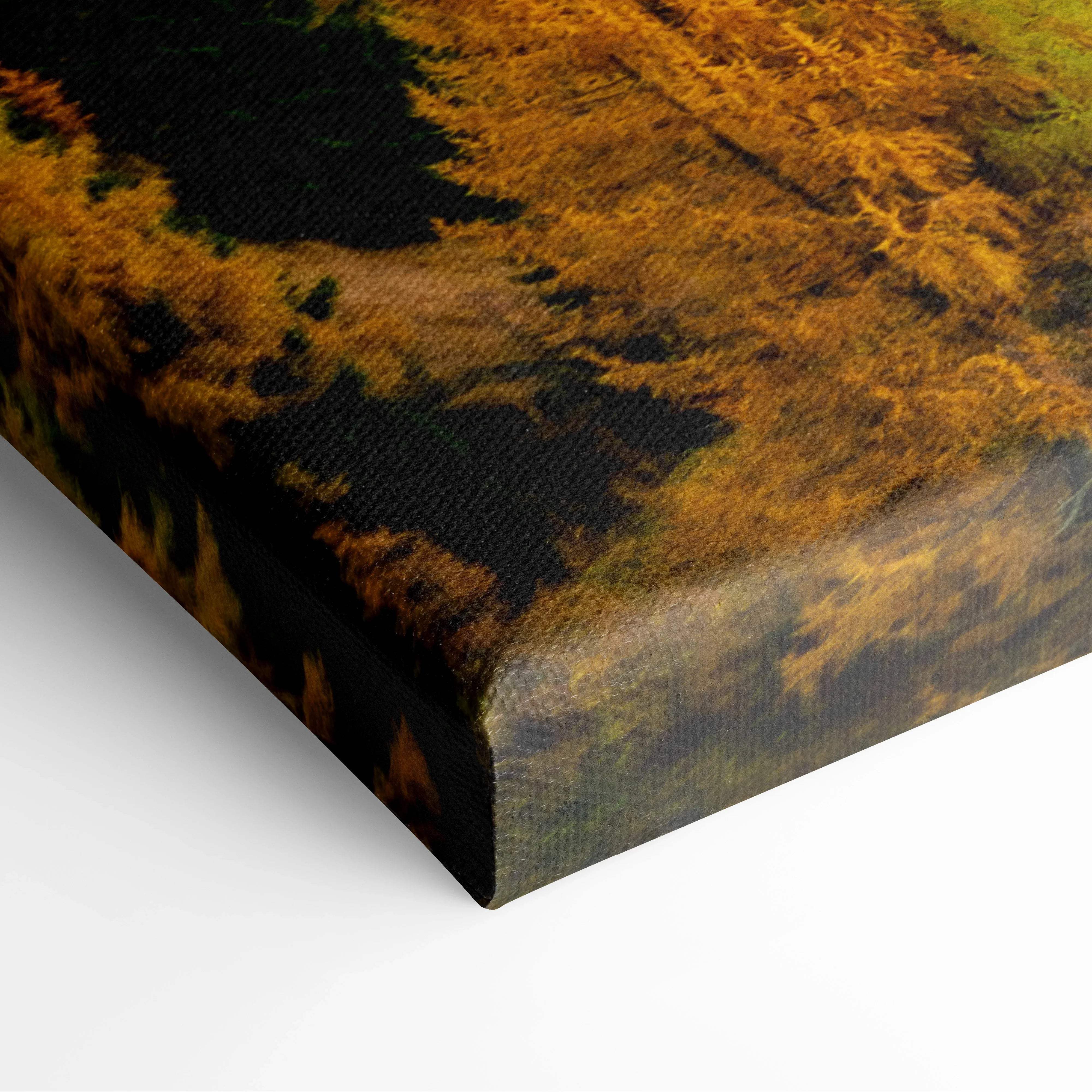 Canvas print of Dramatic Dolomites autumn forests in golden hour