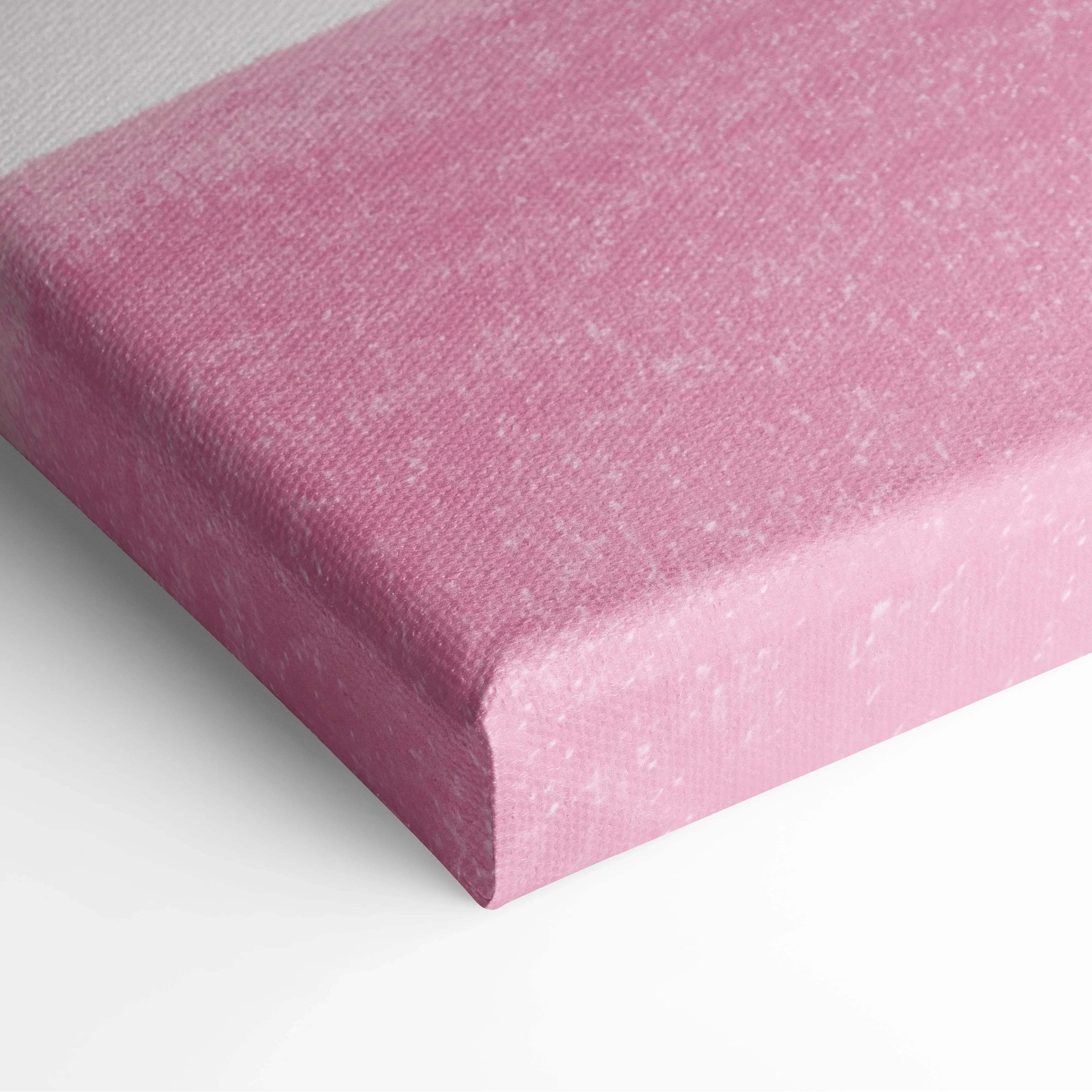 Textured pink minimalist canvas art of pastel landscape with solitary tree on hill swing